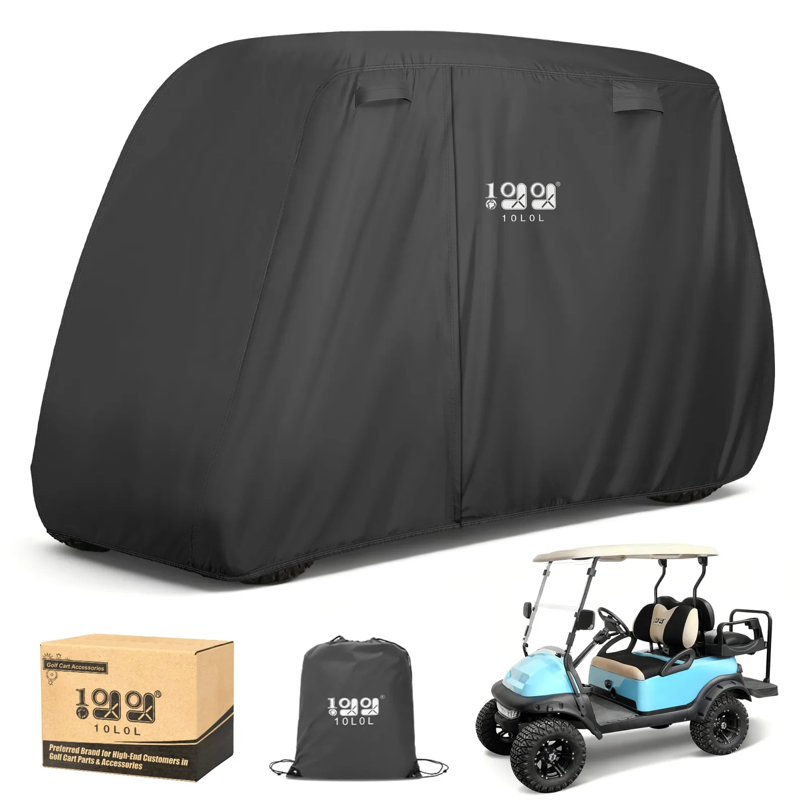 10L0L Waterproof Golf Cart Cover for Club Car, E-Z-GO & Yamaha