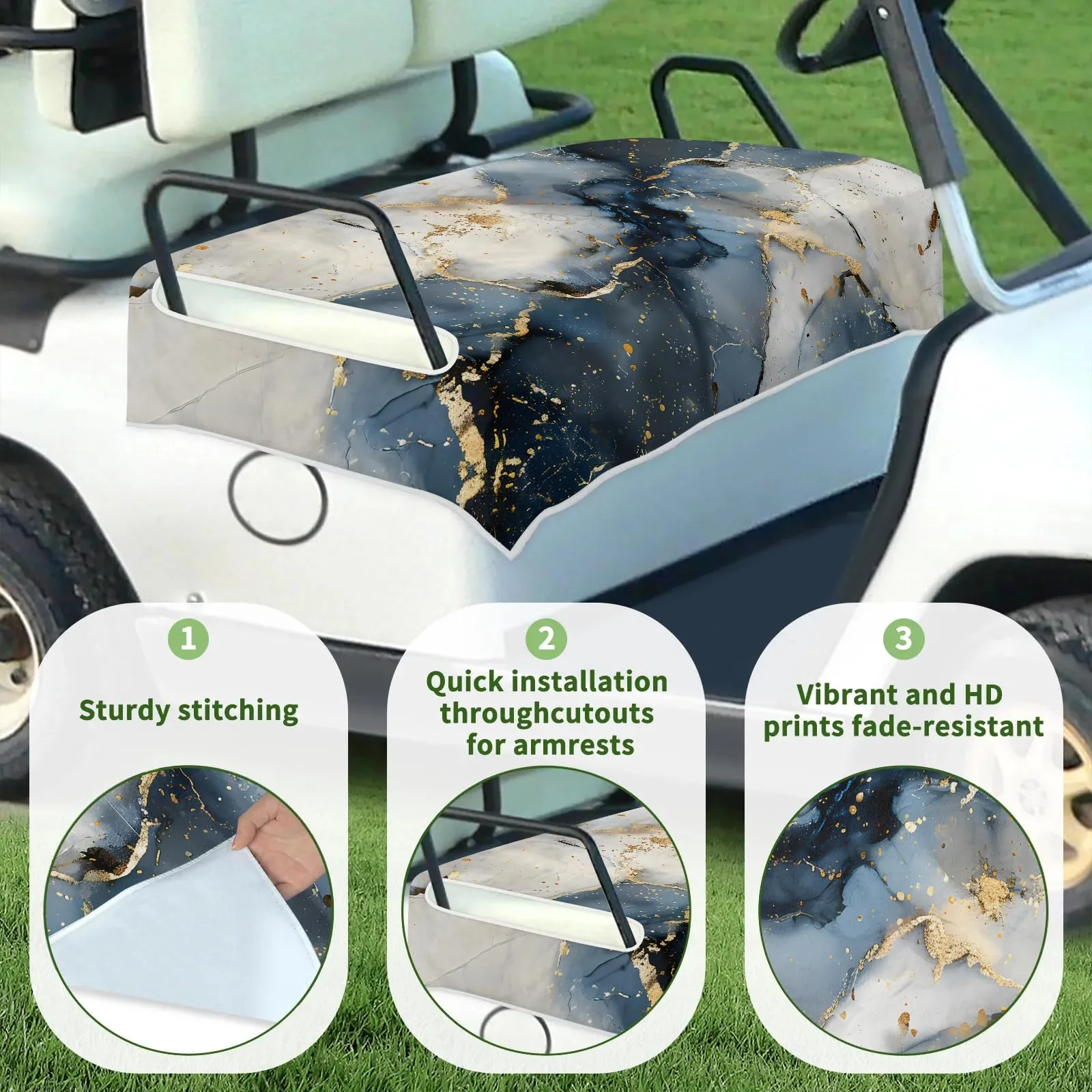 Tiveruda Marble Golf Cart Seat Cover, 51 x 31 Inches image 3