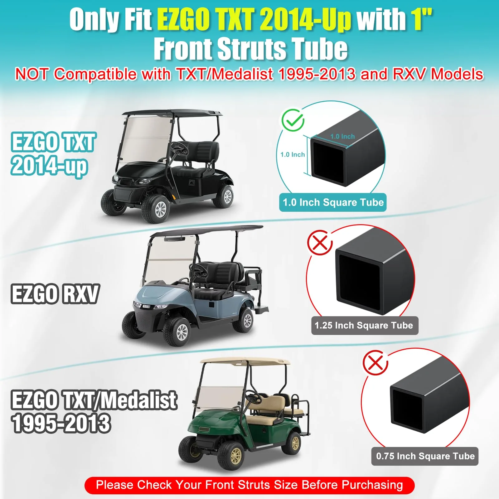 MOSNAI M683 Tinted Windshield for E-Z-GO TXT 2014-Up image 2