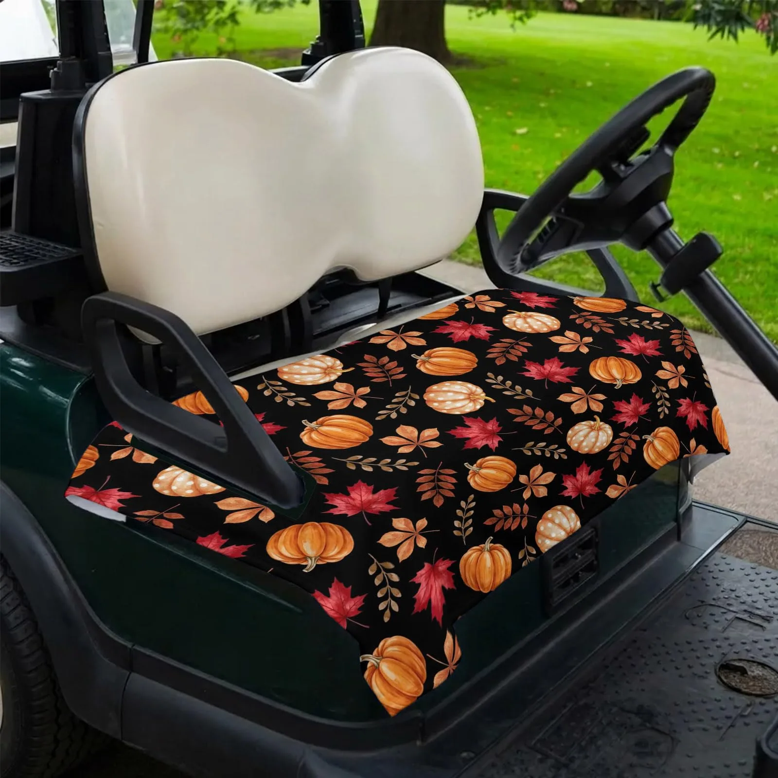 DecorLovee Golf Cart Seat Cover, Pumpkin Maple Leaf, 51 x 31 image 2