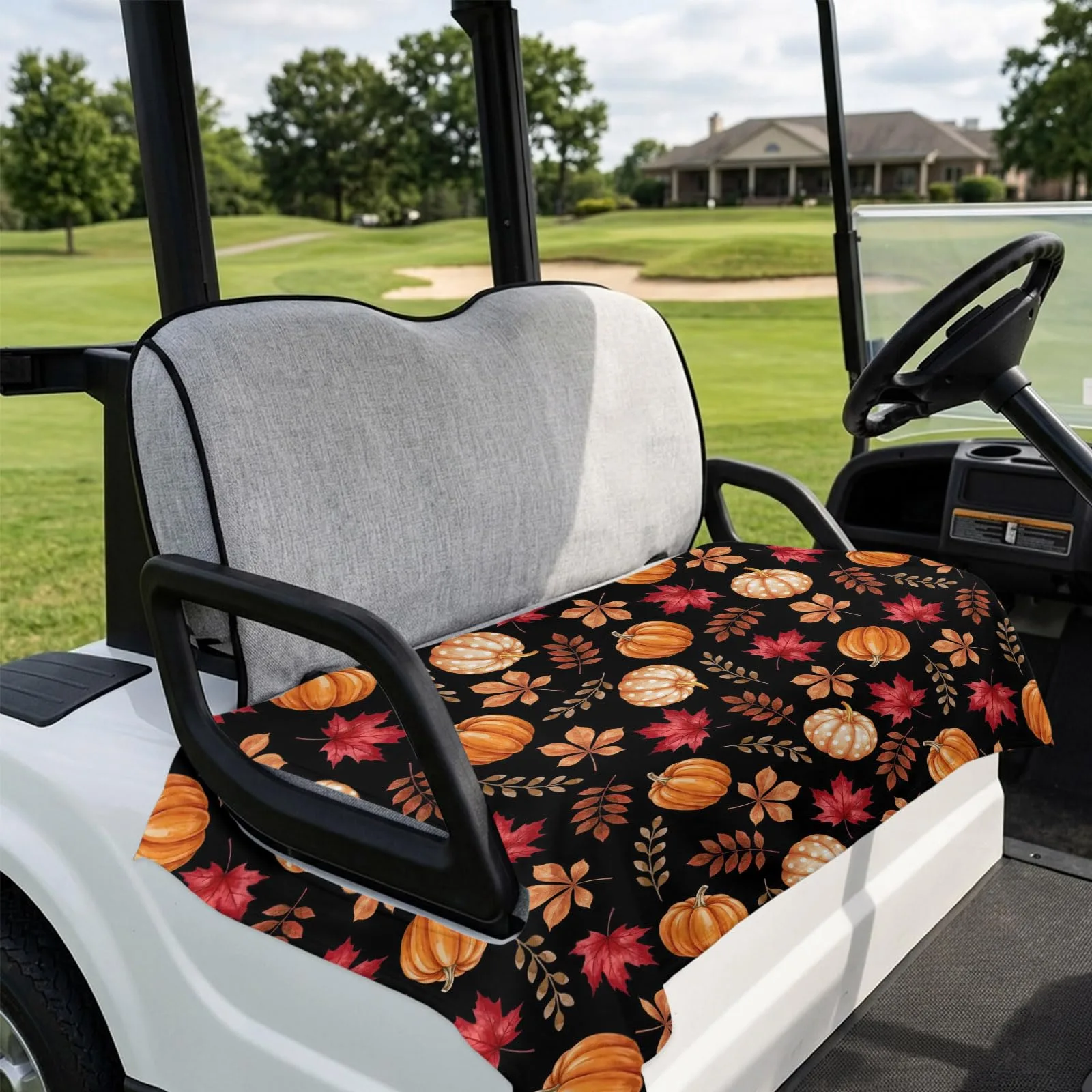 DecorLovee Golf Cart Seat Cover, Pumpkin Maple Leaf, 51 x 31 image 4