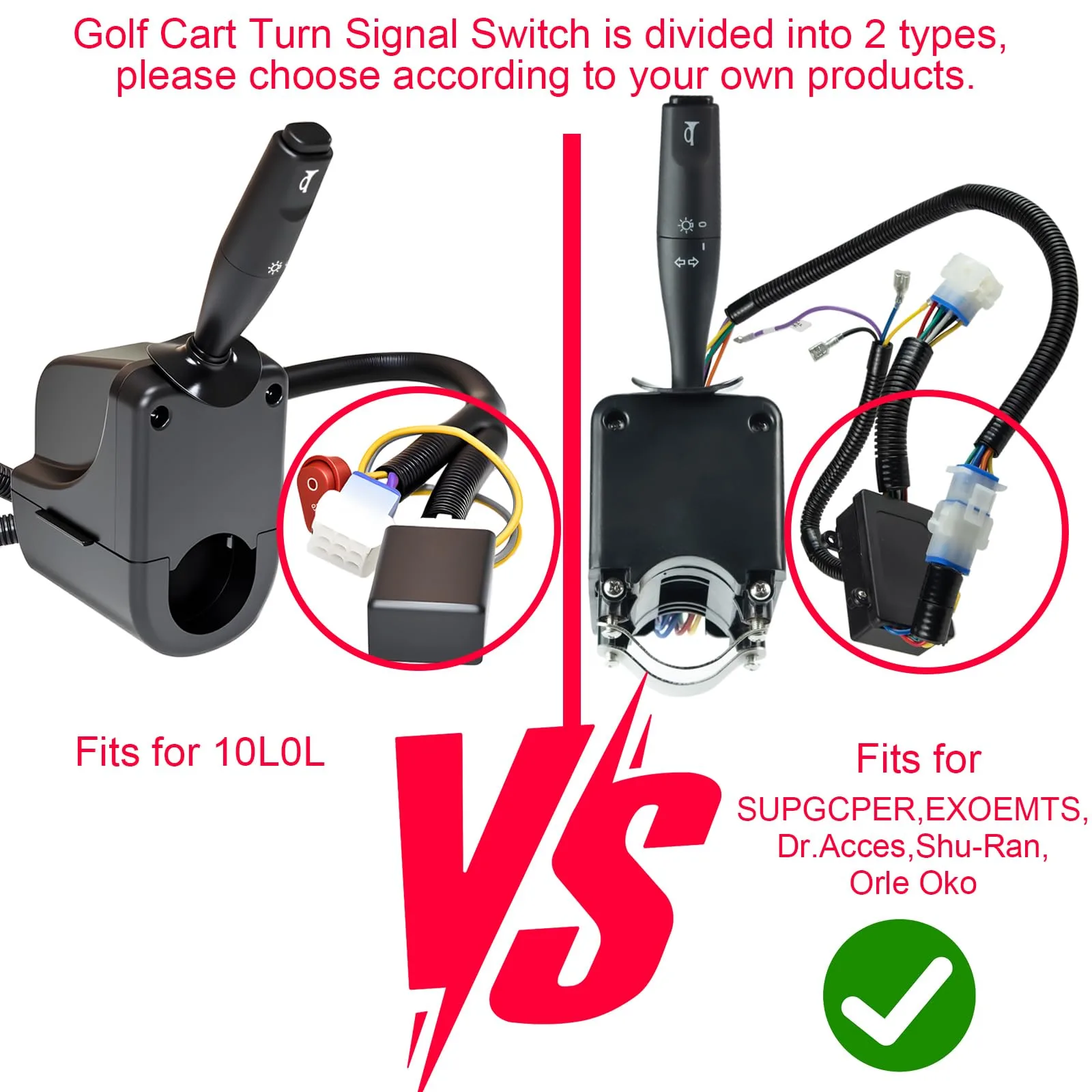 Orle Oko 9-Pin Golf Cart Turn Signal Switch with Horn Button, 12V image 4