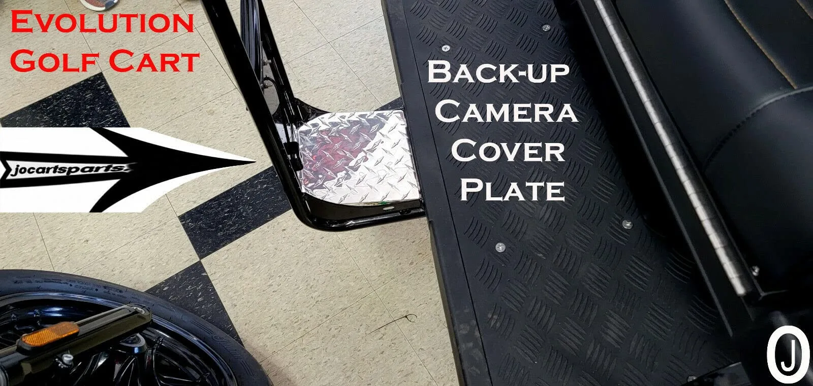 Evolution Golf Cart Back-Up Camera Cover, Aluminum Diamond Plate image 2