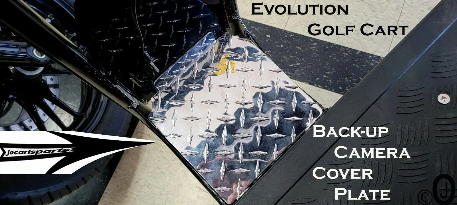 Evolution Golf Cart Back-Up Camera Cover, Aluminum Diamond Plate image 3