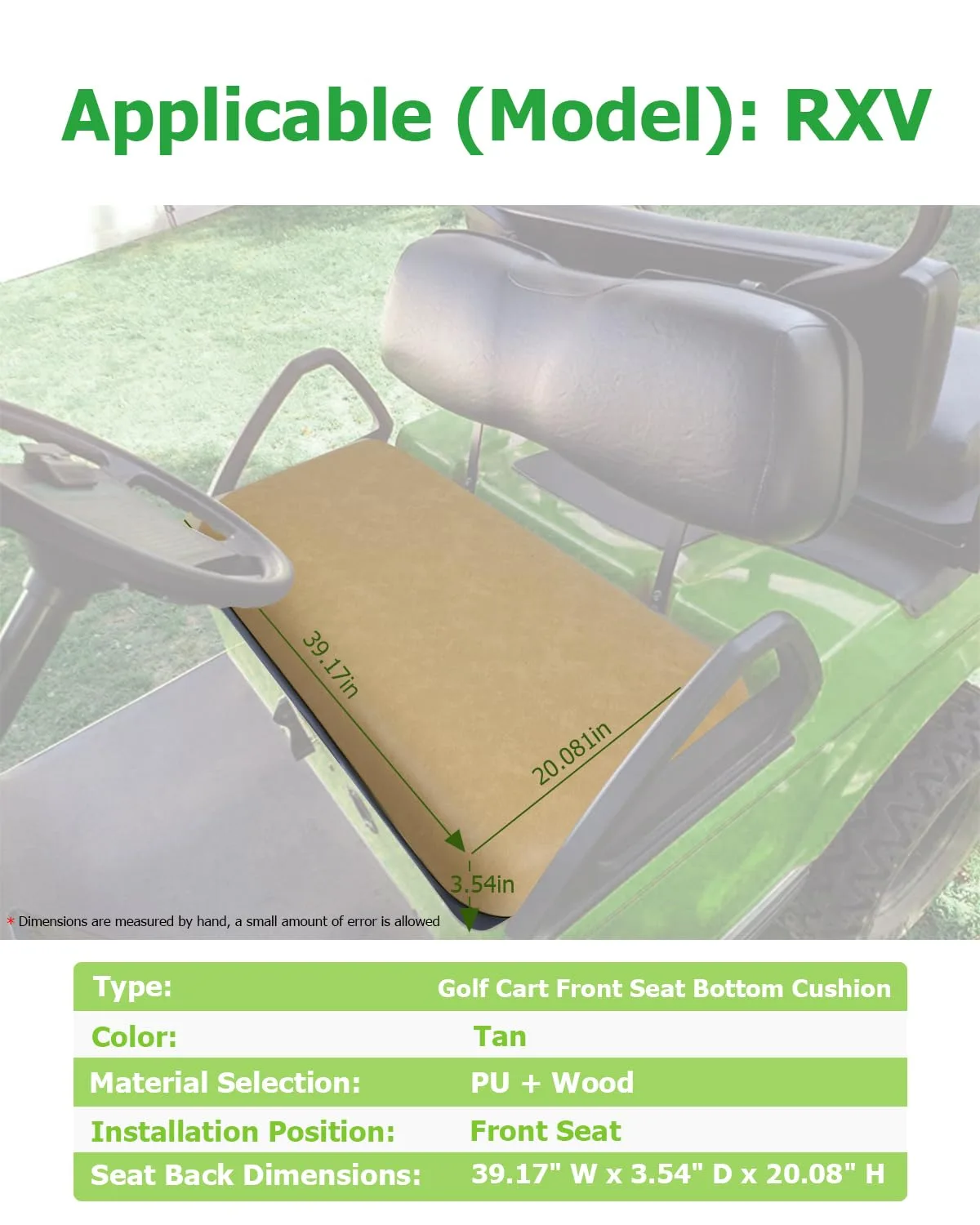 ILVGOLF Beige Front Seat Cushion for E-Z-GO RXV image 2