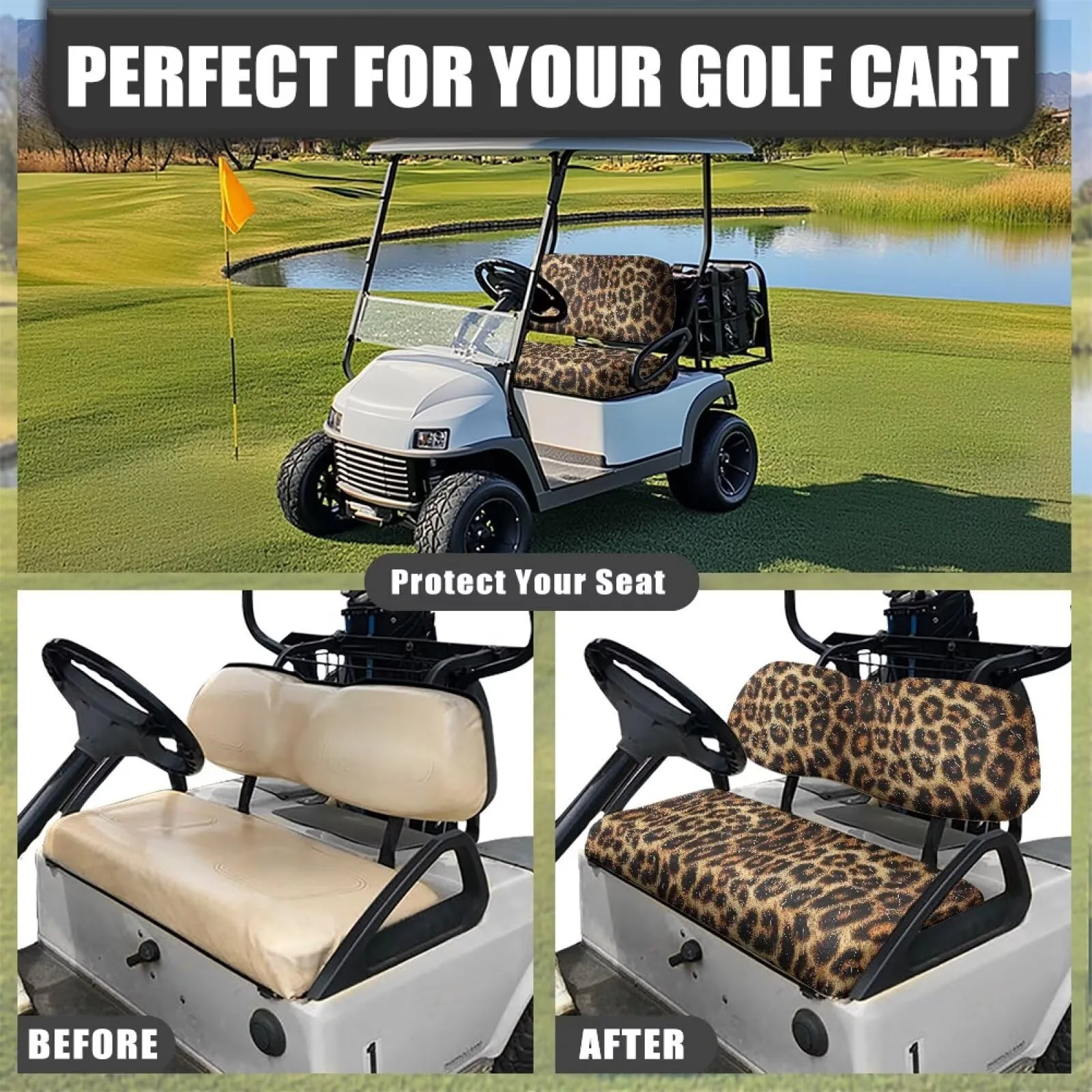 ELEQIN Golf Cart Seat and Backrest Cover Set image 3
