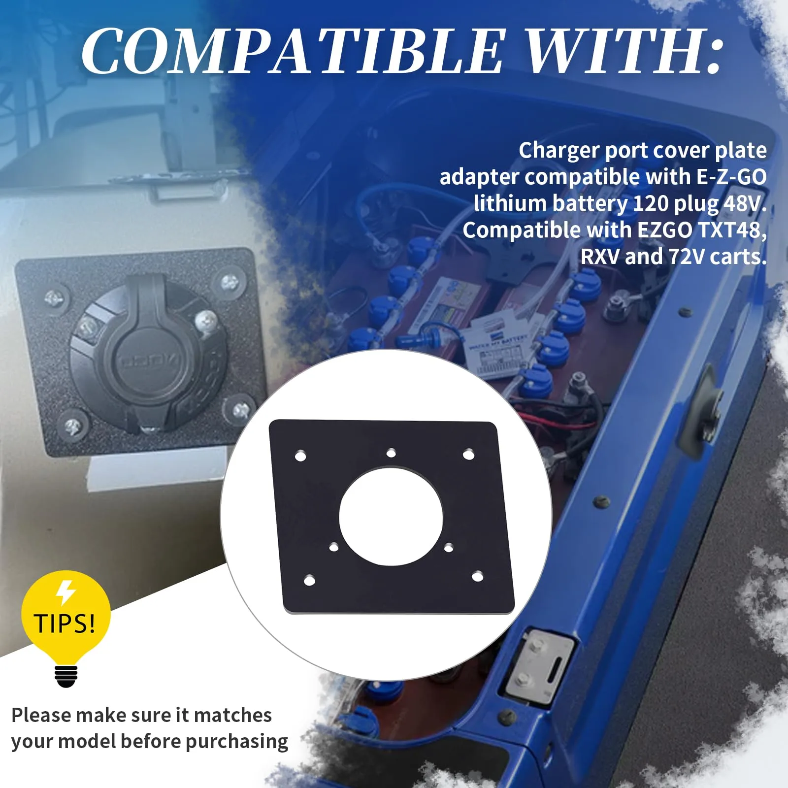 XYgdhqpt E-Z-GO Charger Port Cover Plate Adapter image 2