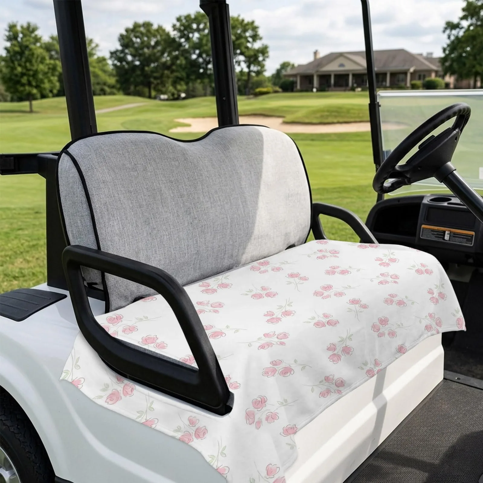 DecorLovee Pink Floral Golf Cart Seat Cover 51 x 31 Inch image 4
