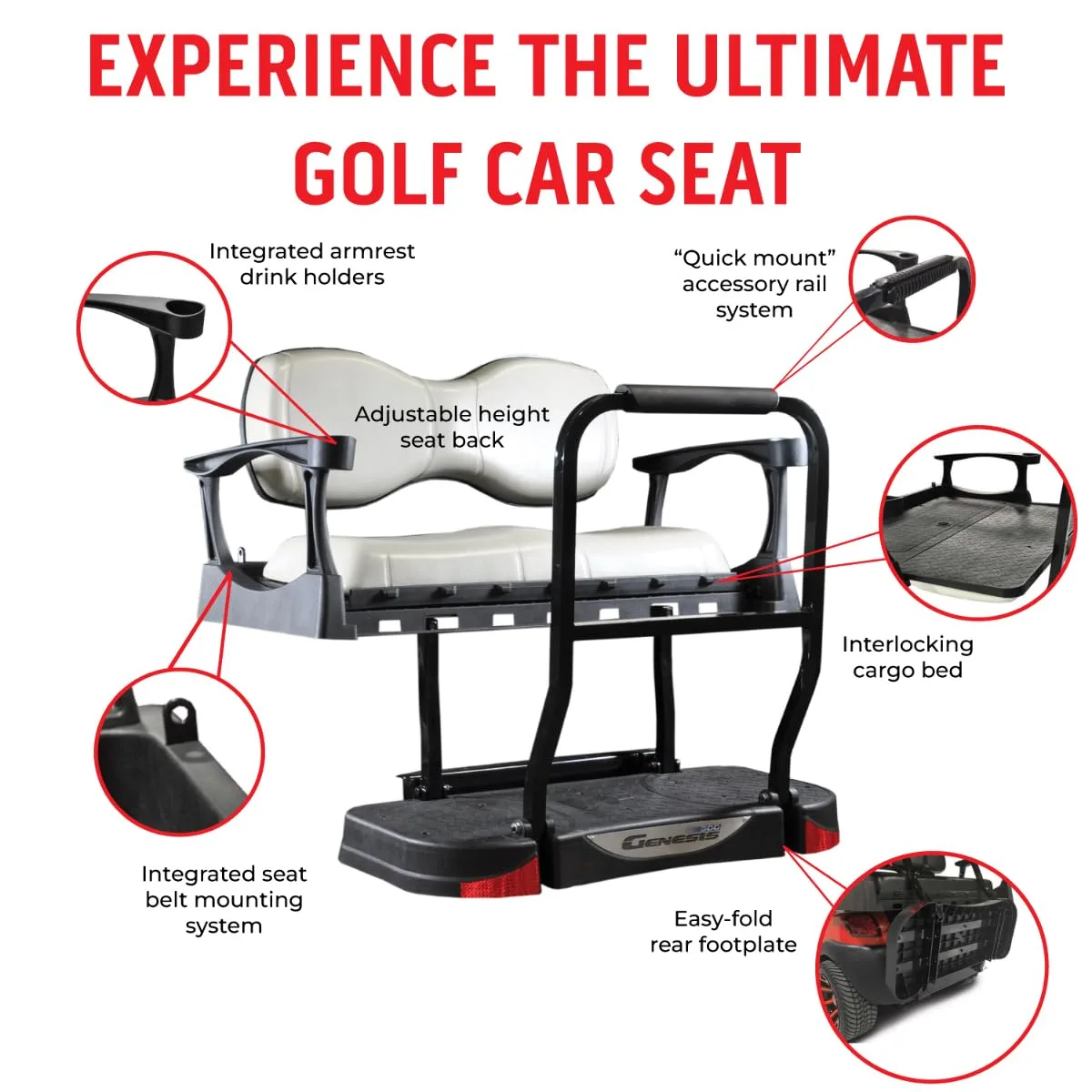 MADJAX Genesis 300 Rear Seat Kit for Club Car Golf Carts image 3