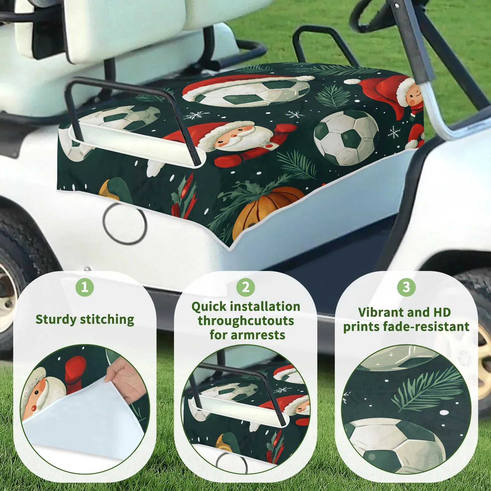 Tiveruda Golf Cart Seat Cover Blanket for Double Seats image 3