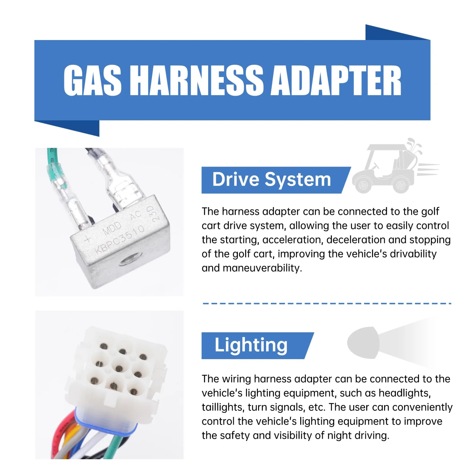 10L0L Harness Adapter for Club Car Precedent Gas Golf Carts image 3