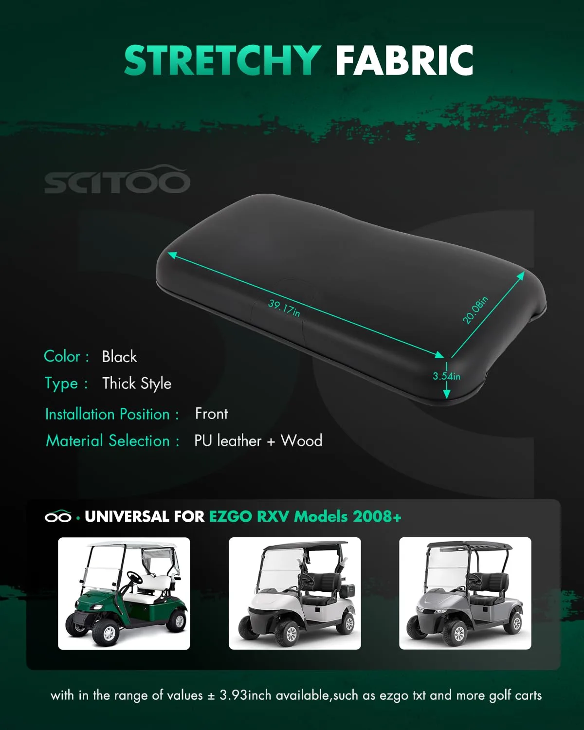 SCITOO Front Seat Bottom Cushion for E-Z-GO RXV 2008+ image 2