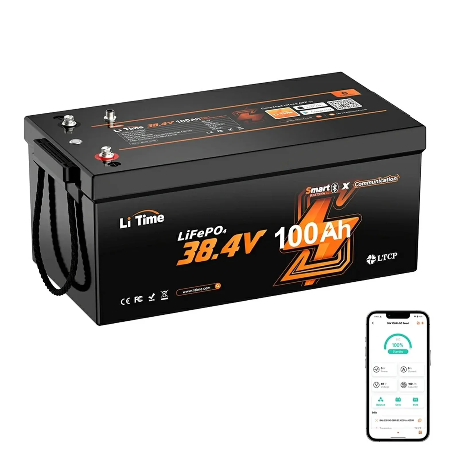 LiTime 36V 100Ah Bluetooth Golf Cart Battery