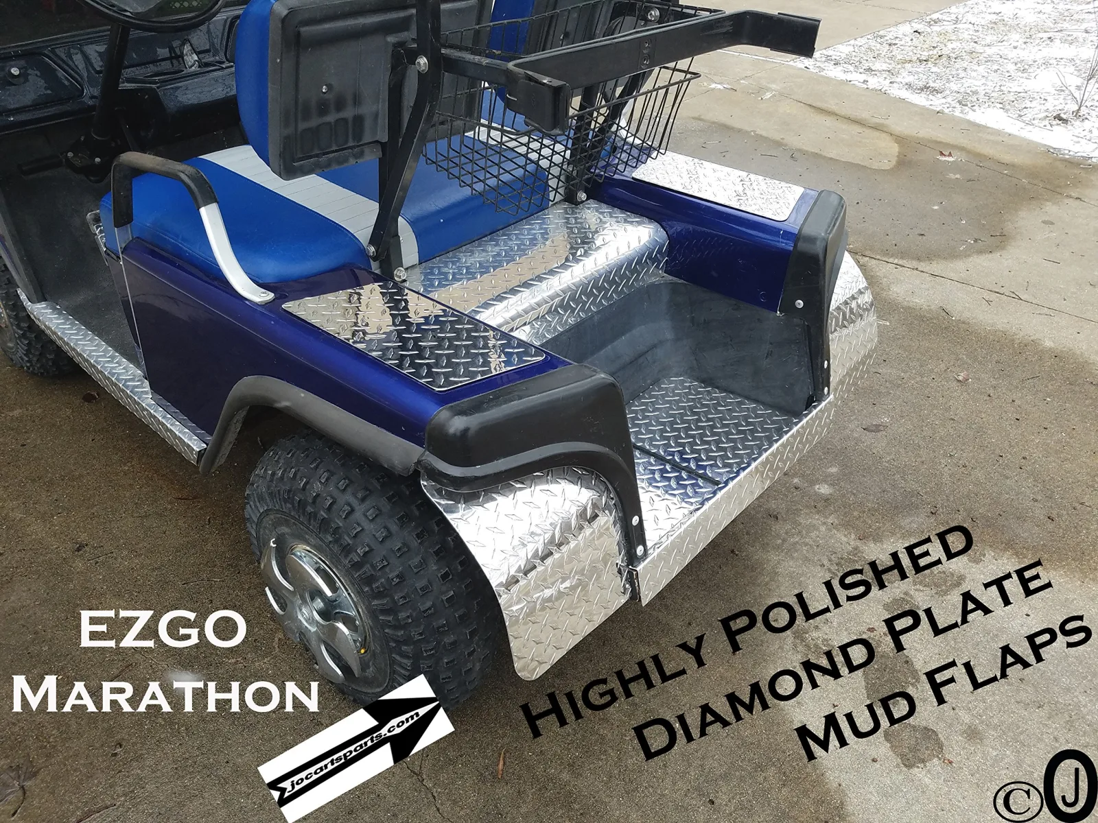E-Z-GO Marathon Polished Diamond Plate Mud Flaps image 3