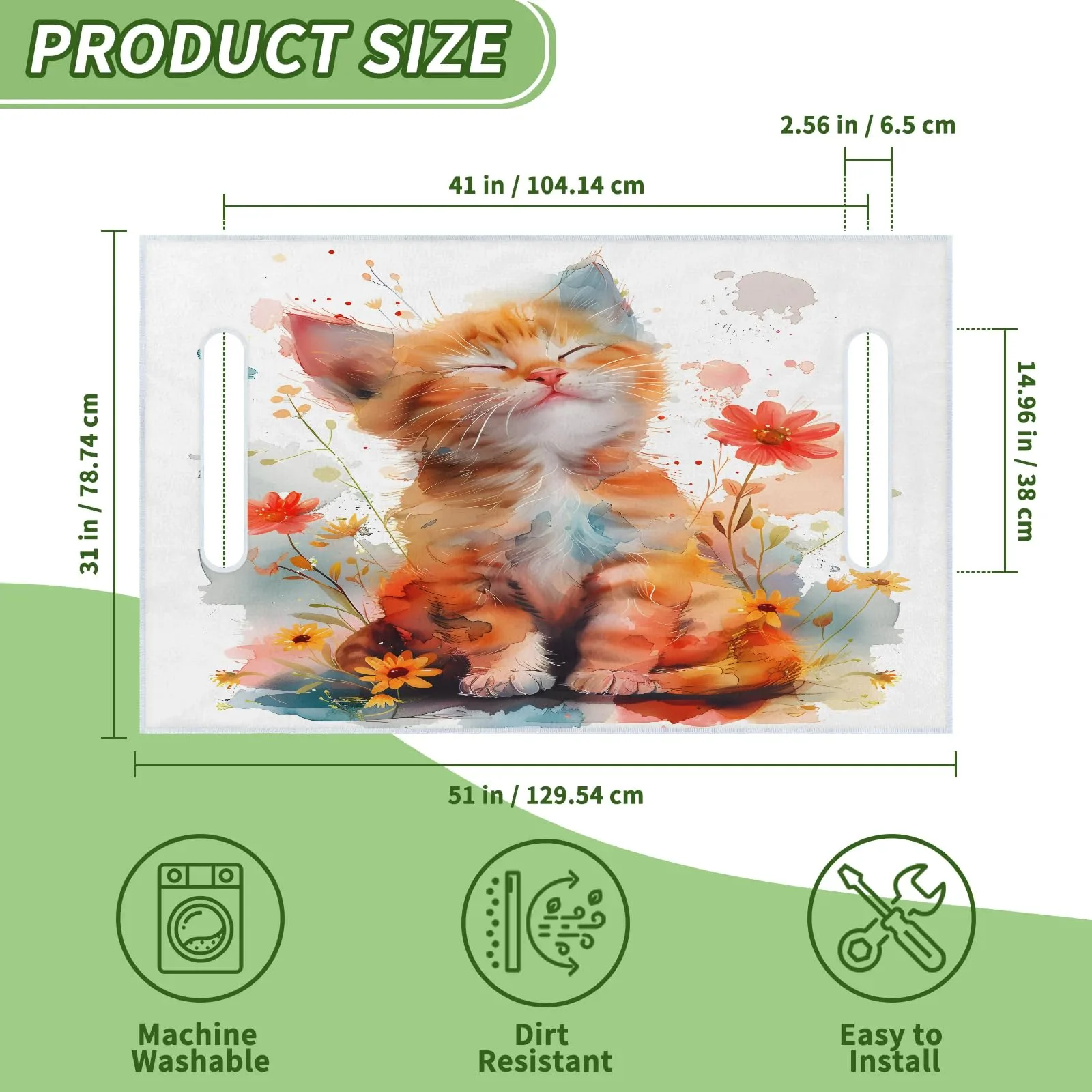 Tiveruda Cats Watercolor Flower Golf Cart Seat Cover image 2