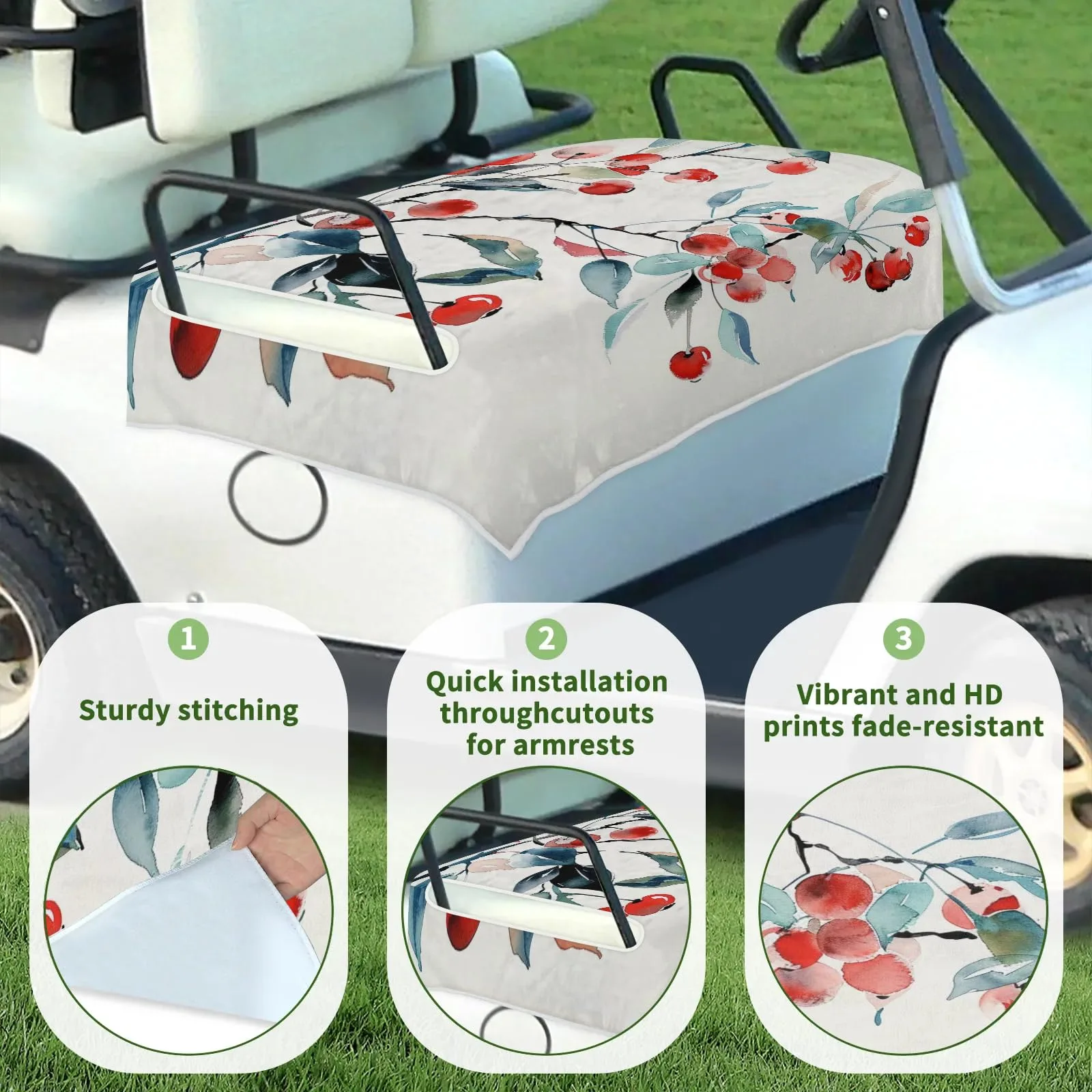 Tiveruda Watercolor Cherry Golf Cart Seat Cover image 3