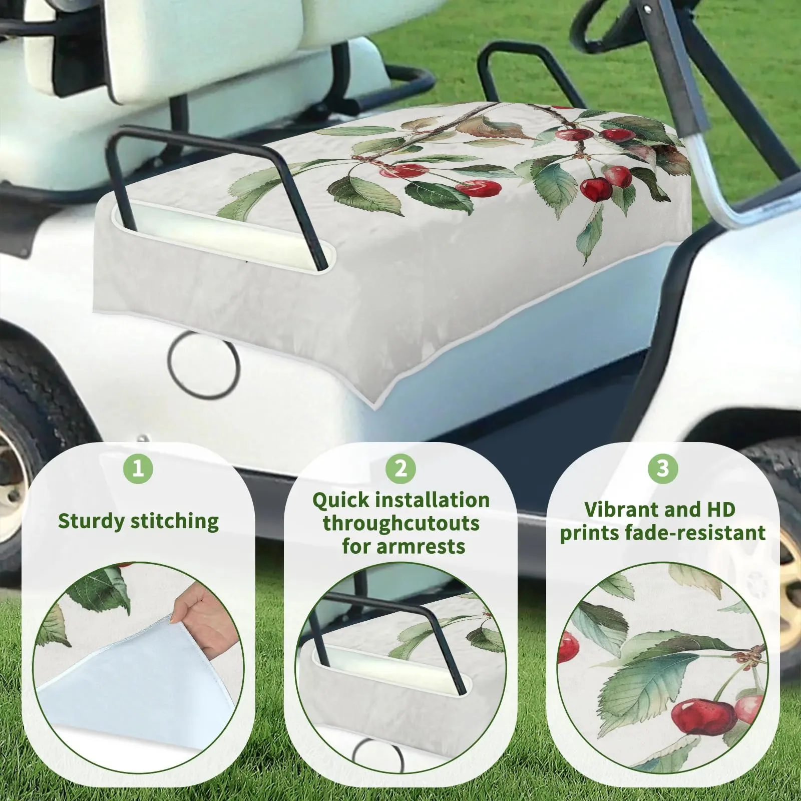 Tiveruda Cherry Pattern Golf Cart Seat Cover 51 x 31 in image 3