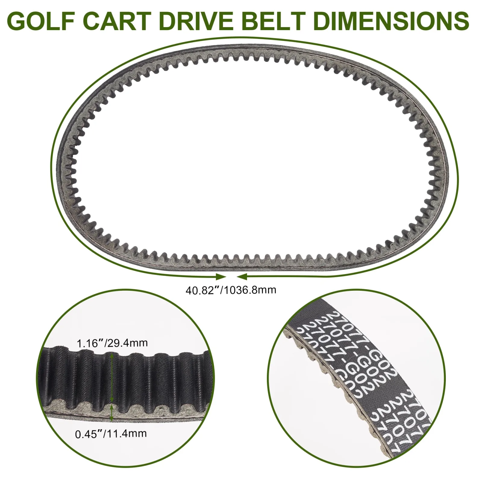 RUTU 27077-G01 Drive Belt for Marathon Golf Carts image 2