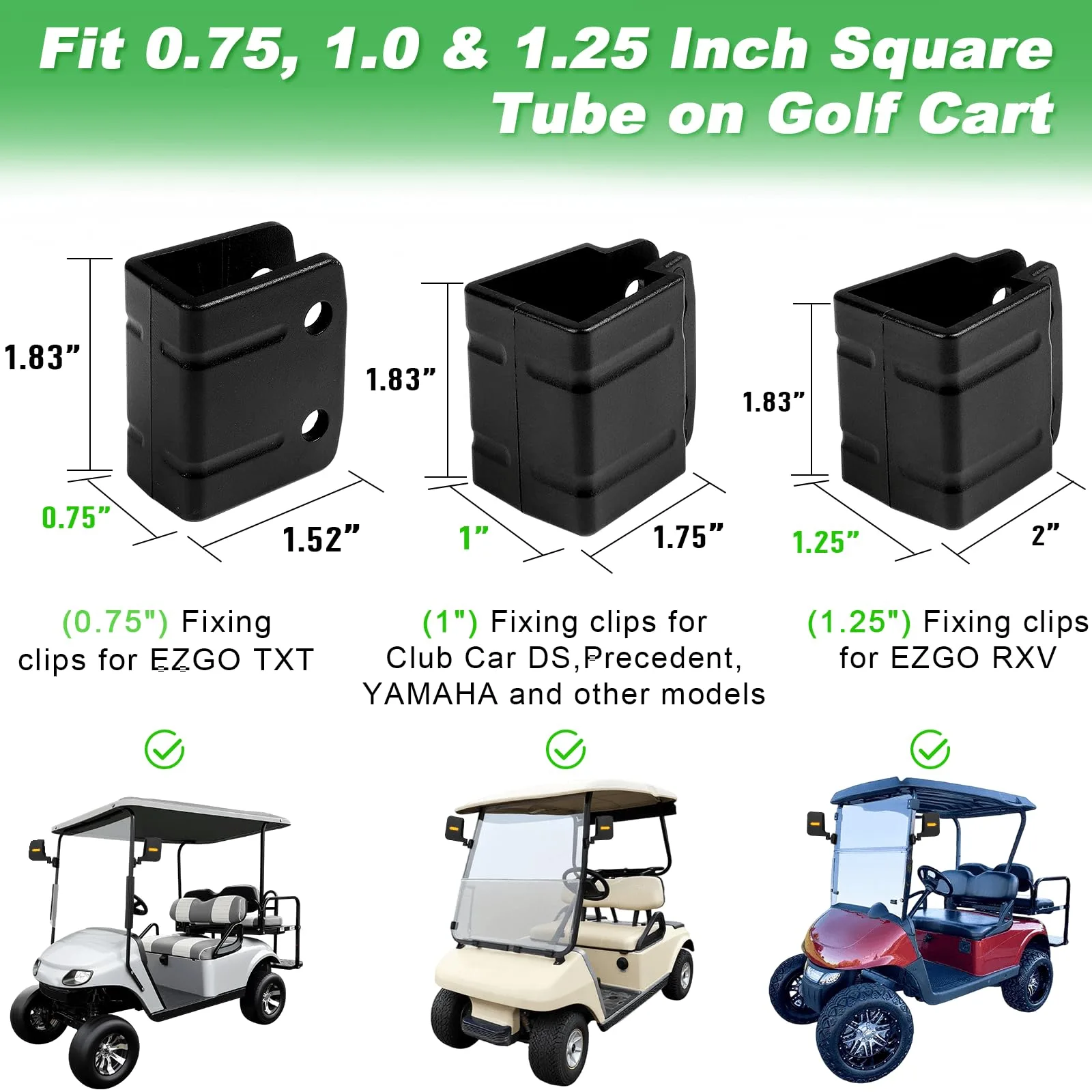 MOSNAI M687 No-Drill Foldable Golf Cart Side Mirrors with Reflectors image 4