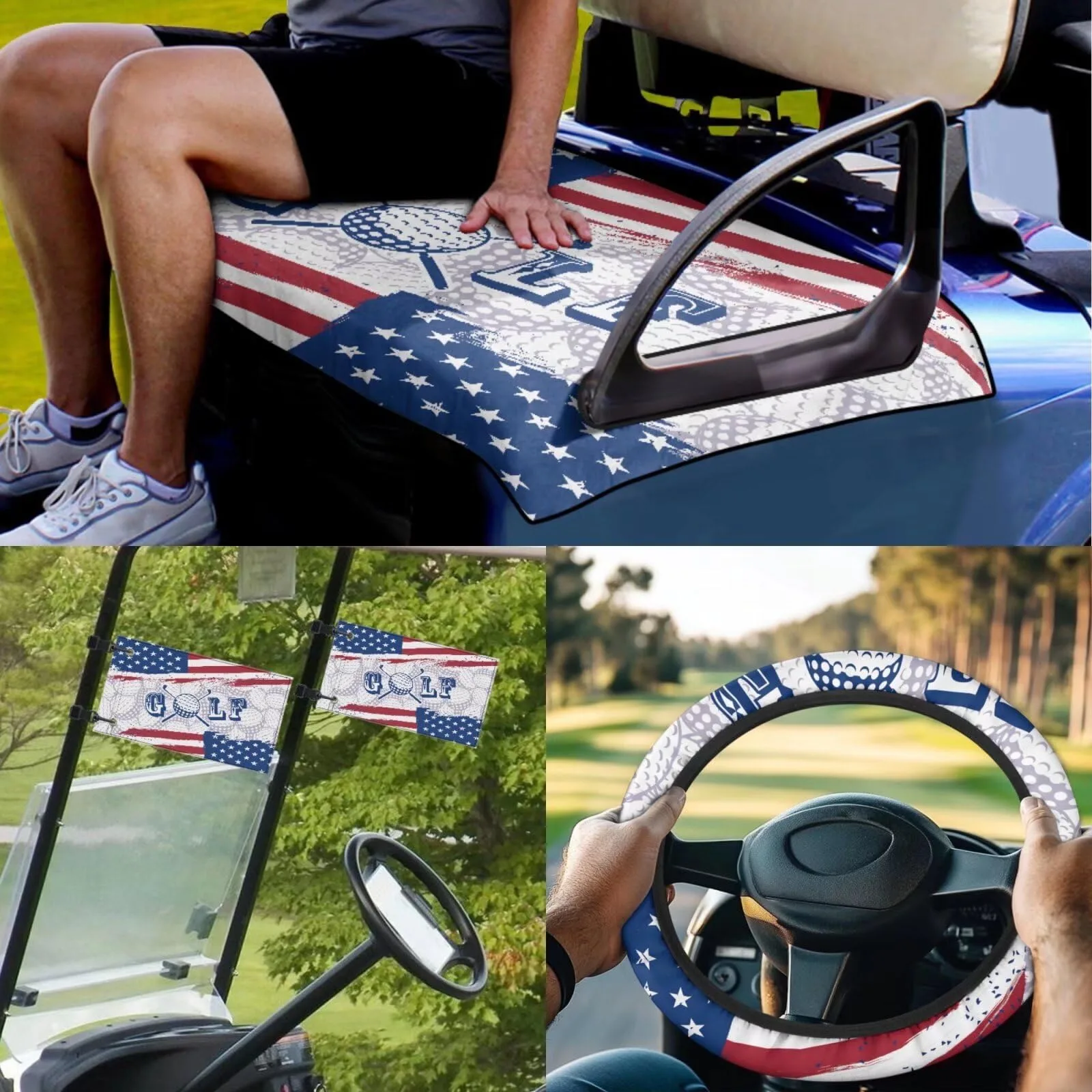 INSTANTARTS Golf Cart American Flag Seat Cover Set image 2