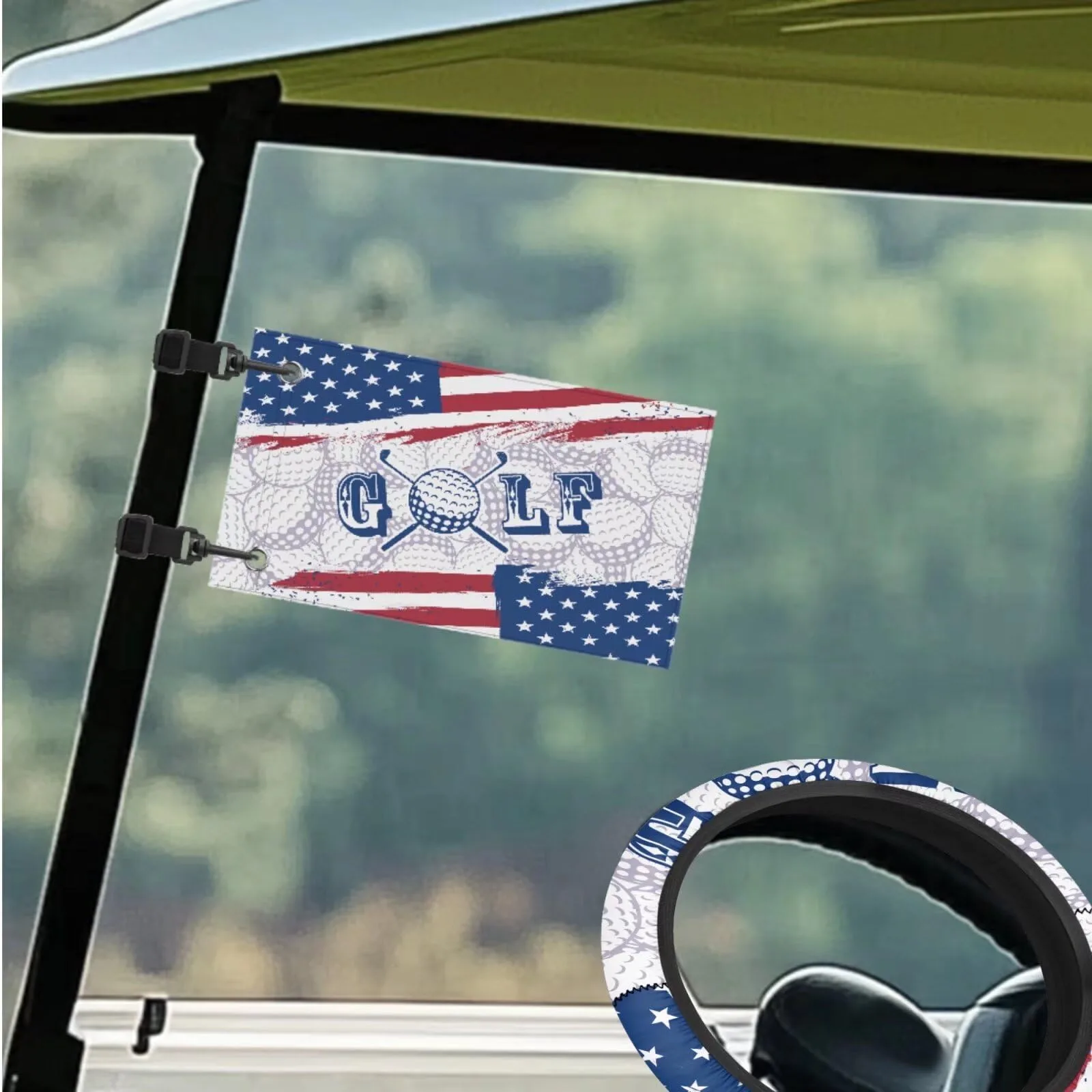 INSTANTARTS Golf Cart American Flag Seat Cover Set image 3