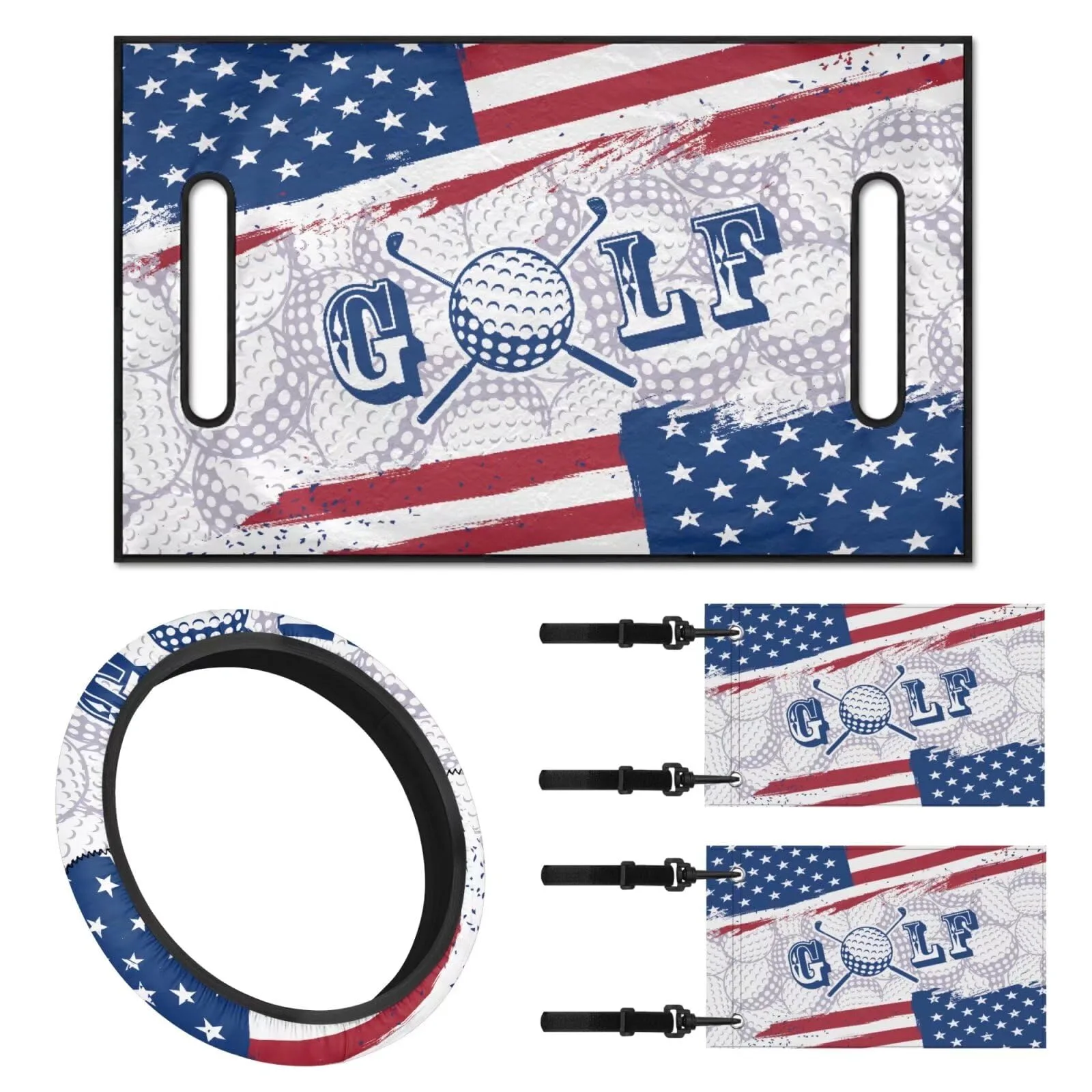 INSTANTARTS Golf Cart American Flag Seat Cover Set