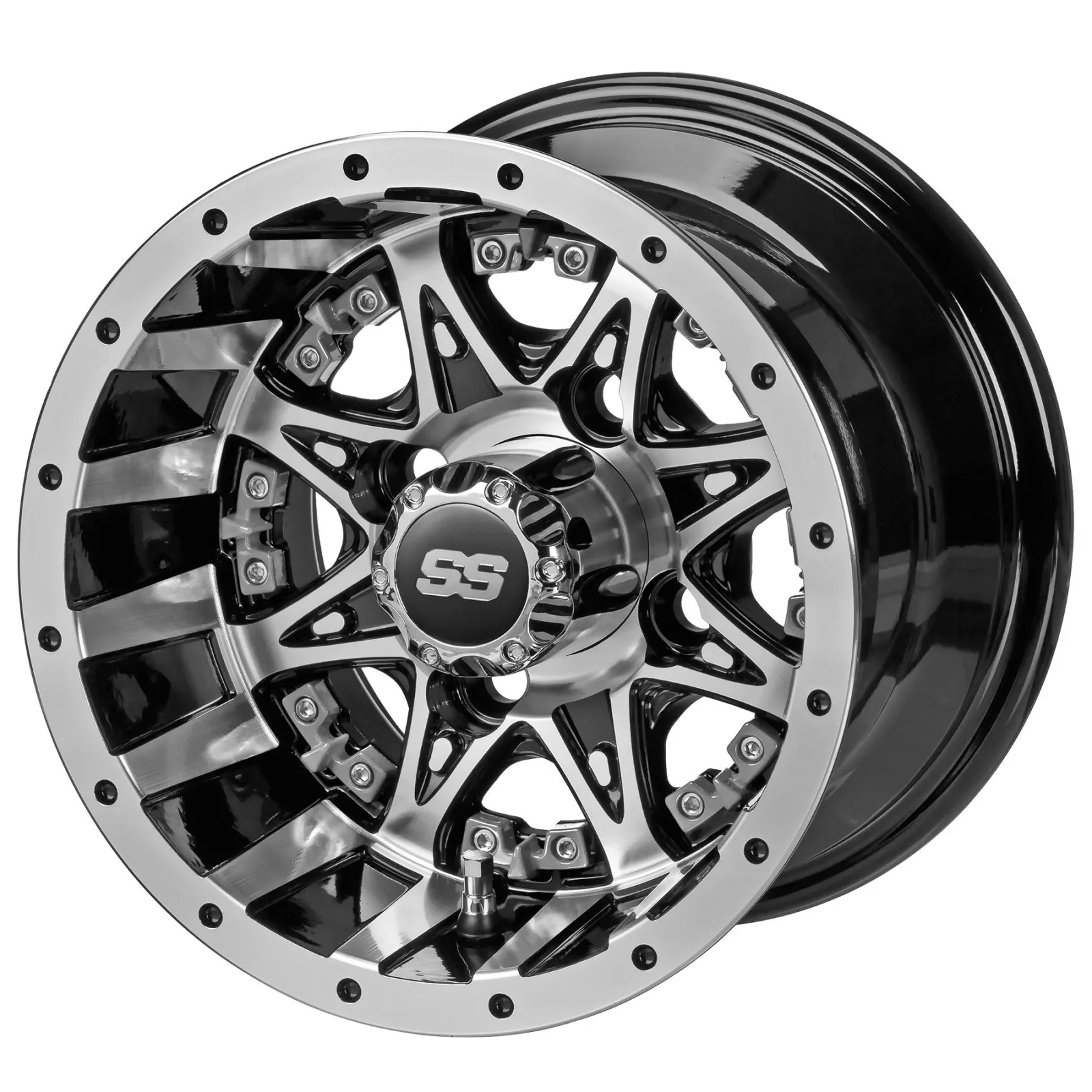 RM Cart 10-Inch Revenge Golf Cart Wheel Black/Machined