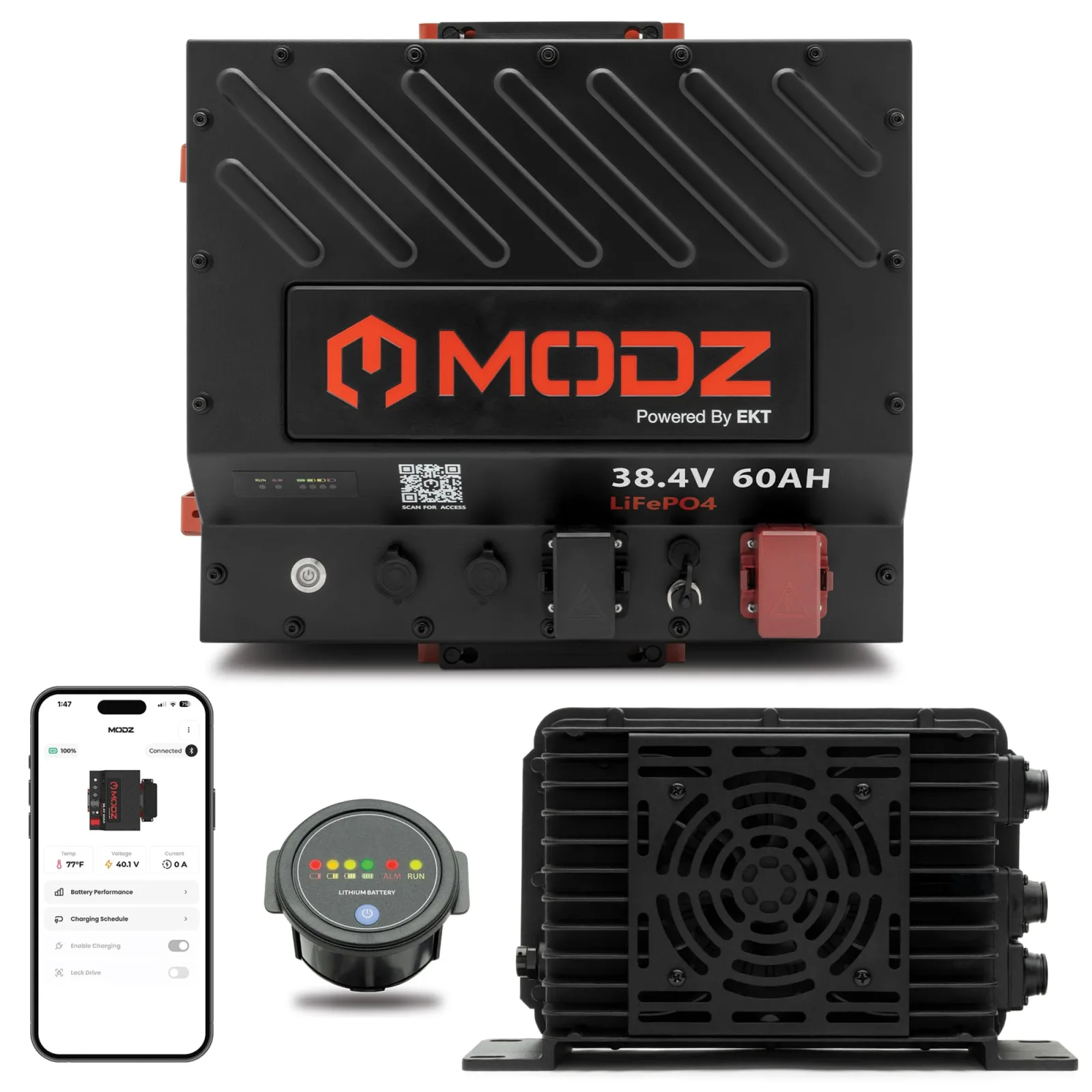 MODZ 36V 60Ah Nano Lithium Golf Cart Battery Bundle