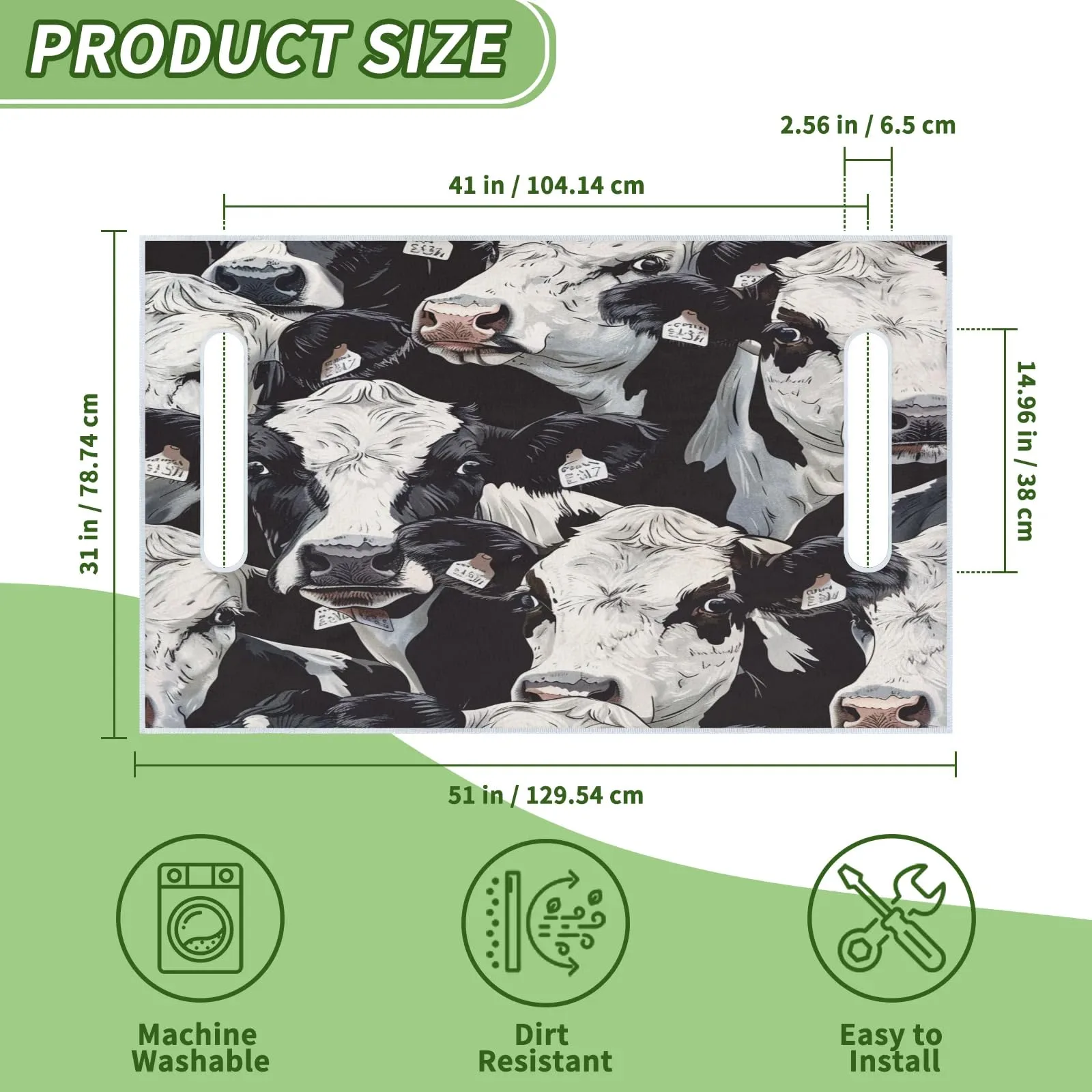 Tiveruda Cute Retro Cows Golf Cart Seat Cover — 51" x 31" image 2