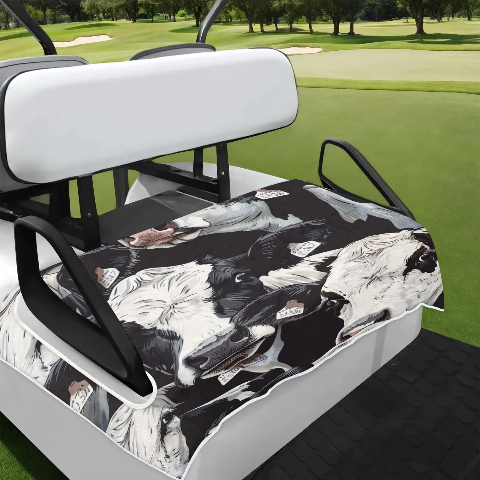 Tiveruda Cute Retro Cows Golf Cart Seat Cover — 51" x 31"