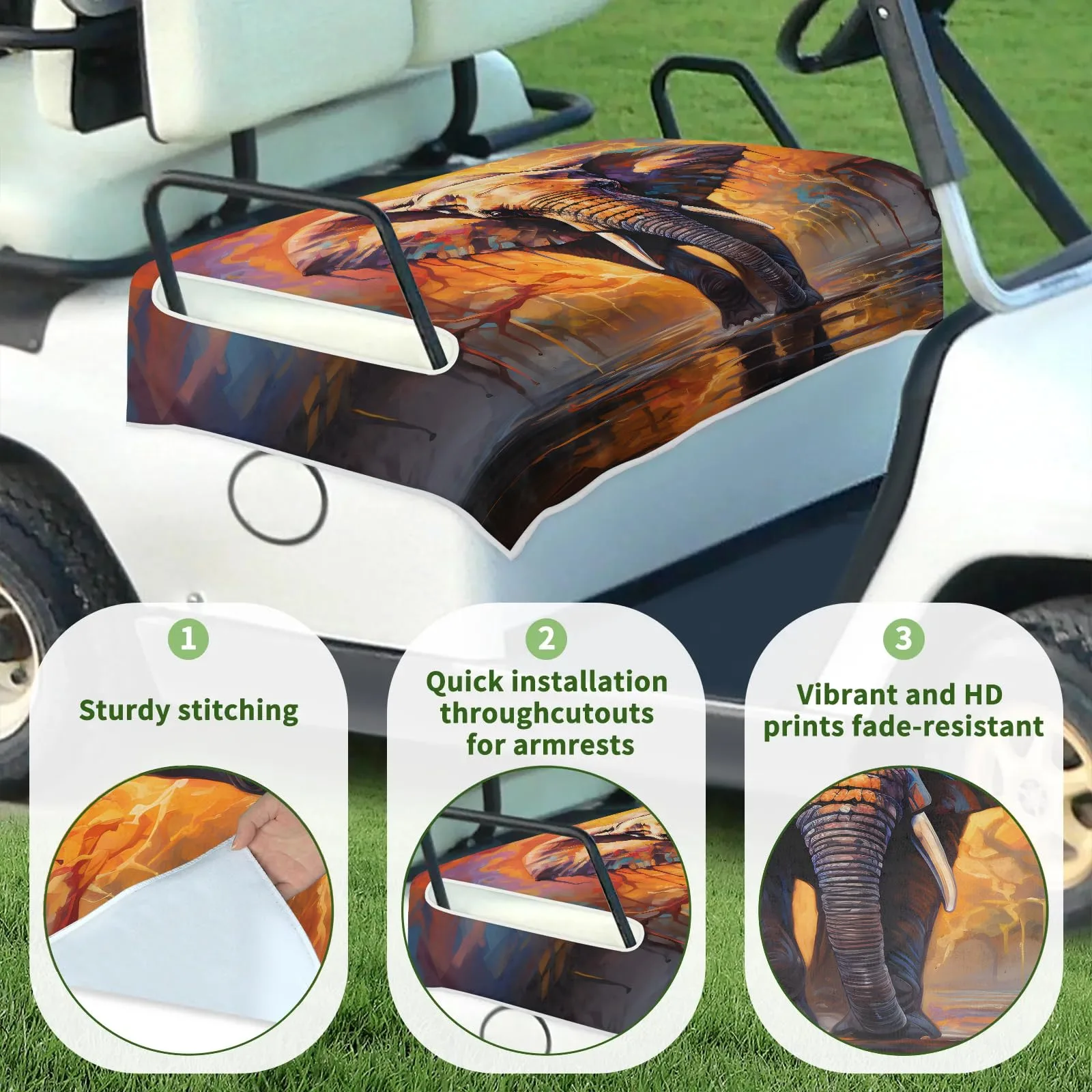 Tiveruda Golf Cart Seat Cover for Double Seats image 3