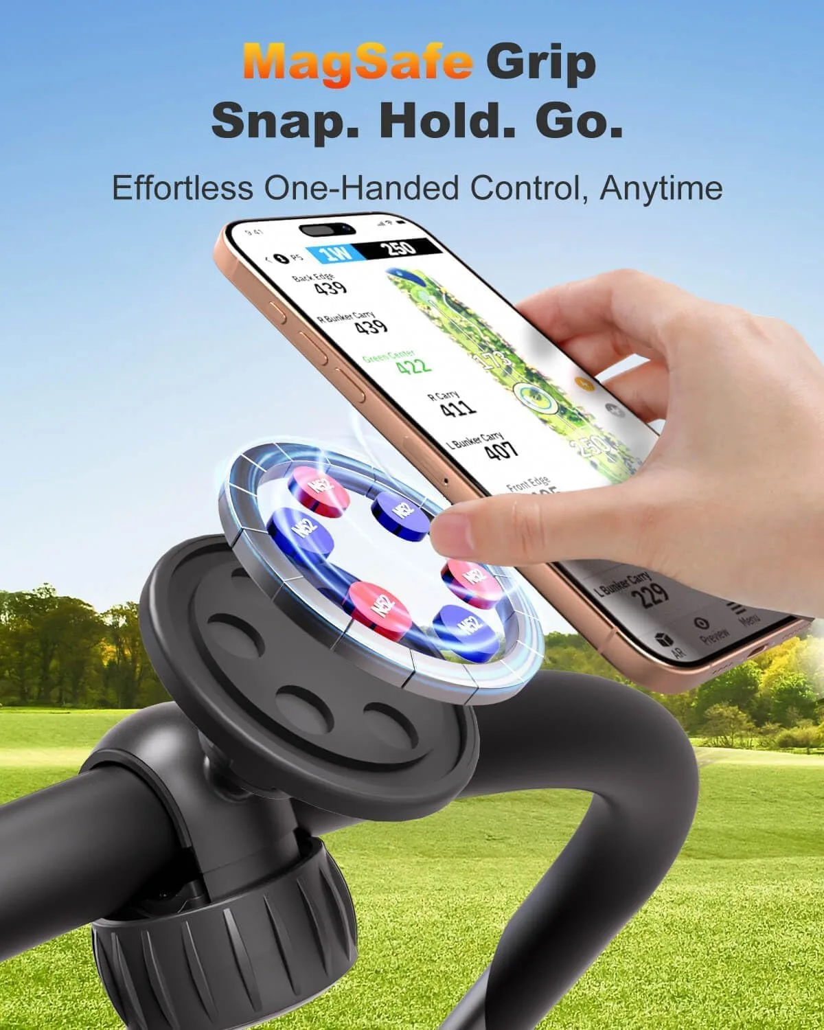 LEAPGOMAX Magnetic Golf Push Cart Phone Holder Mount image 4