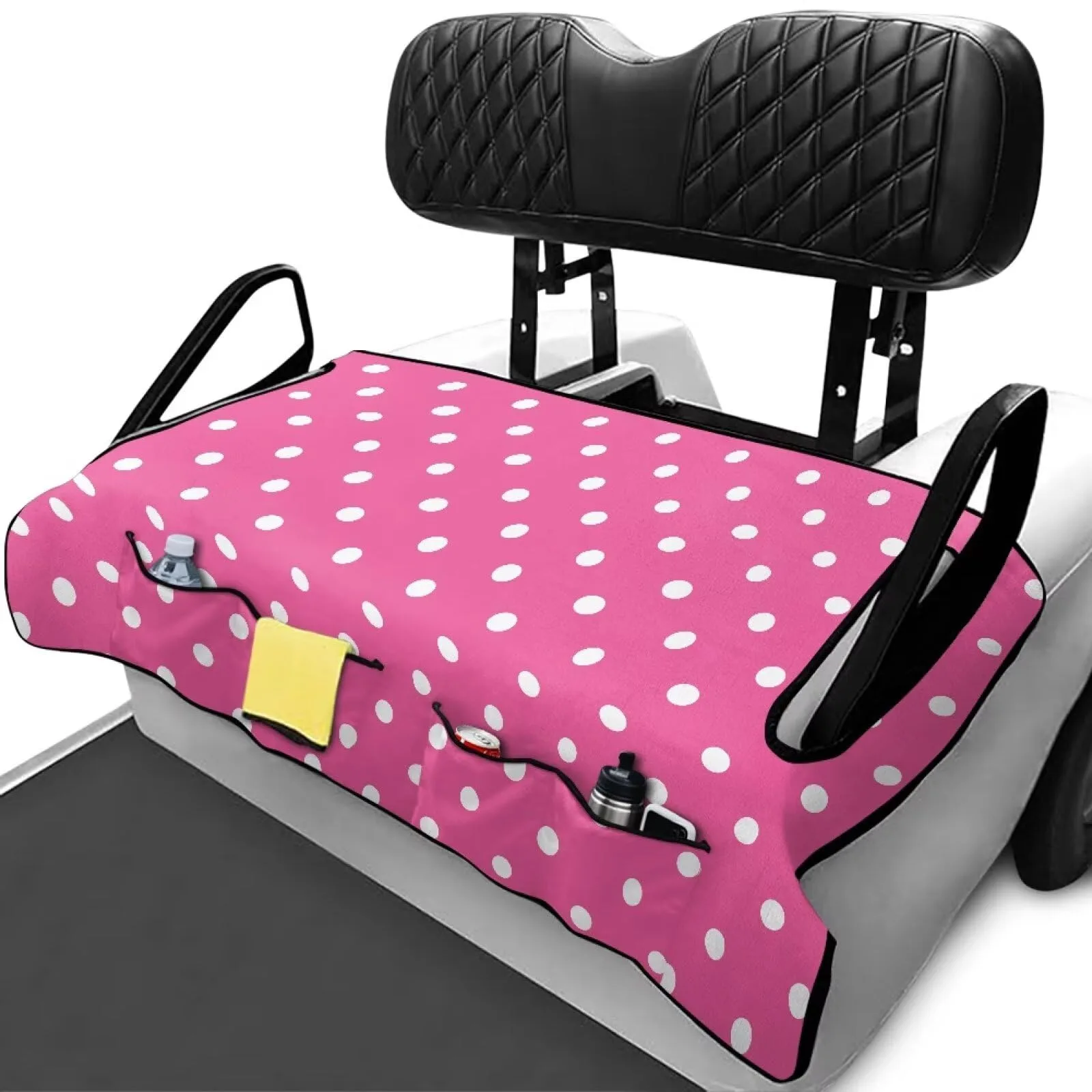 Rarucativ Pink Polka Dot Golf Cart Seat Cover image 2
