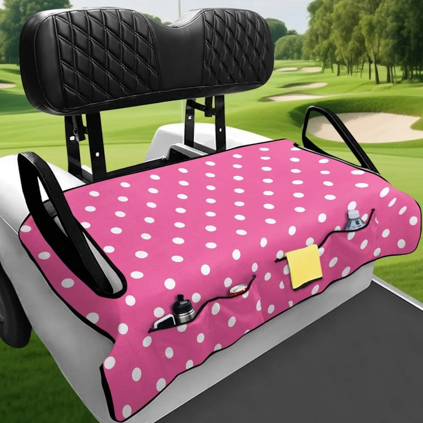 Rarucativ Pink Polka Dot Golf Cart Seat Cover image 4