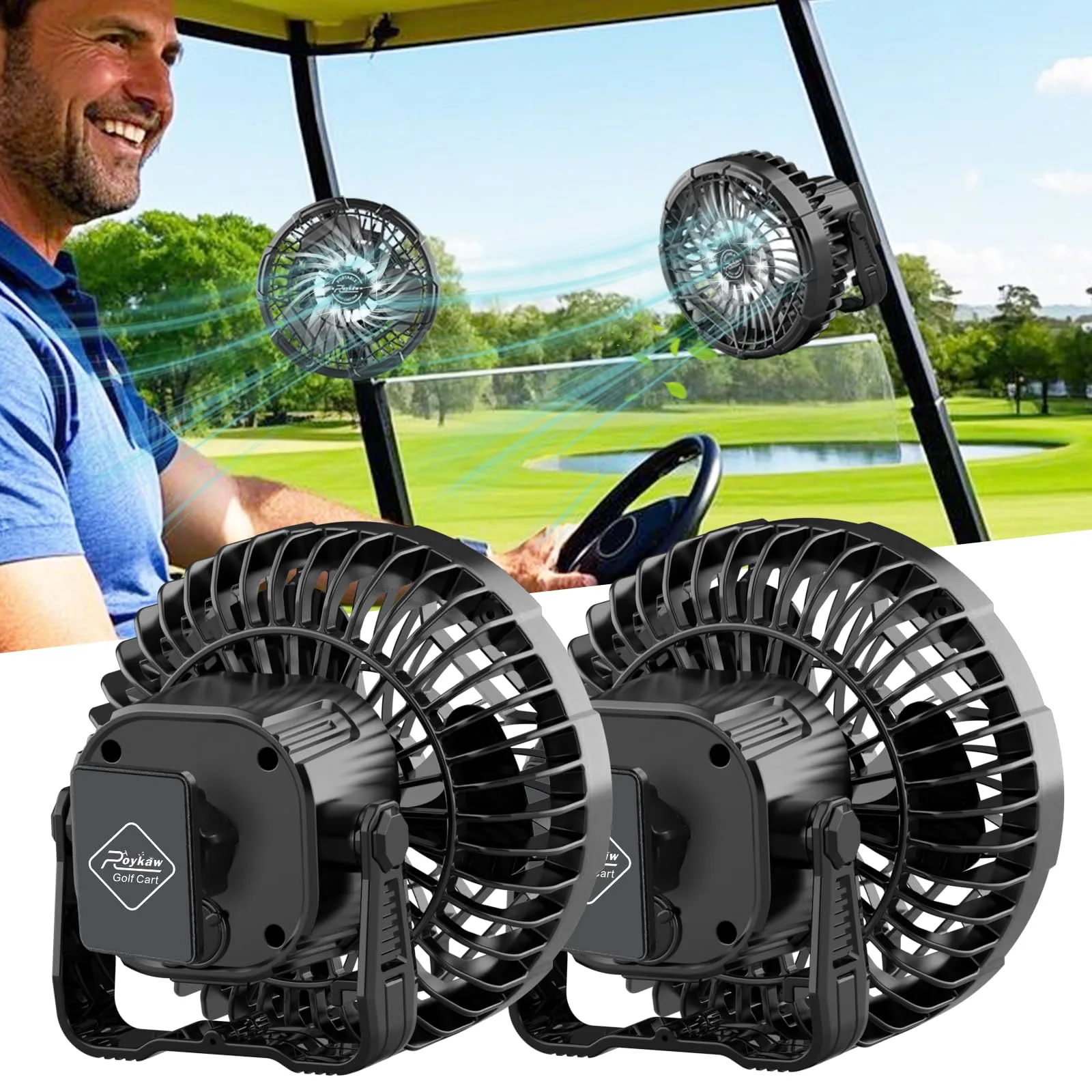Roykaw ROY0632 Rechargeable Golf Cart Fan