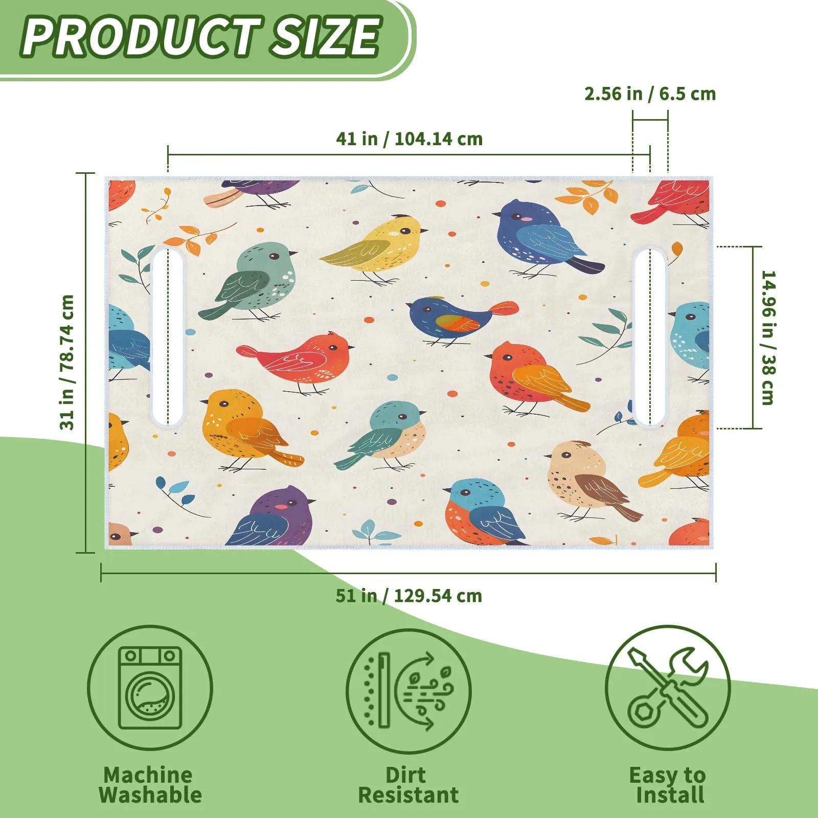 Tiveruda 51" x 31" Golf Cart Seat Cover — Colorful Birds Pattern image 2