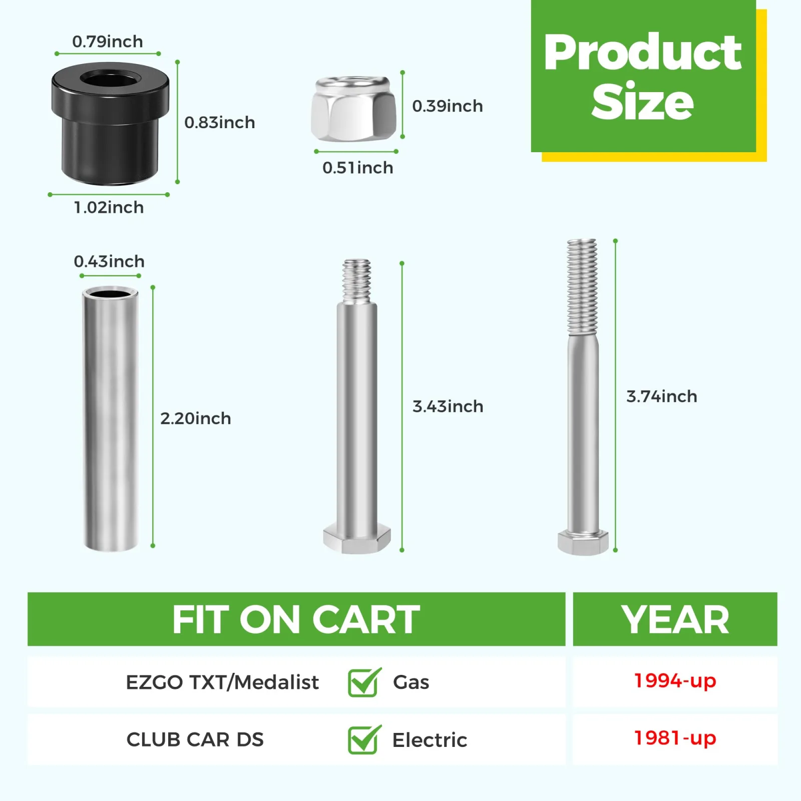 10L0L Rear Spring Bushing Kit for E-Z-GO and Club Car image 4
