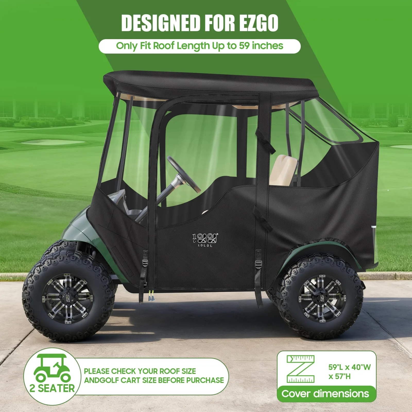 10L0L 2-Passenger Driving Enclosure for E-Z-GO TXT & RXV with Adjustable Cup Holder image 3