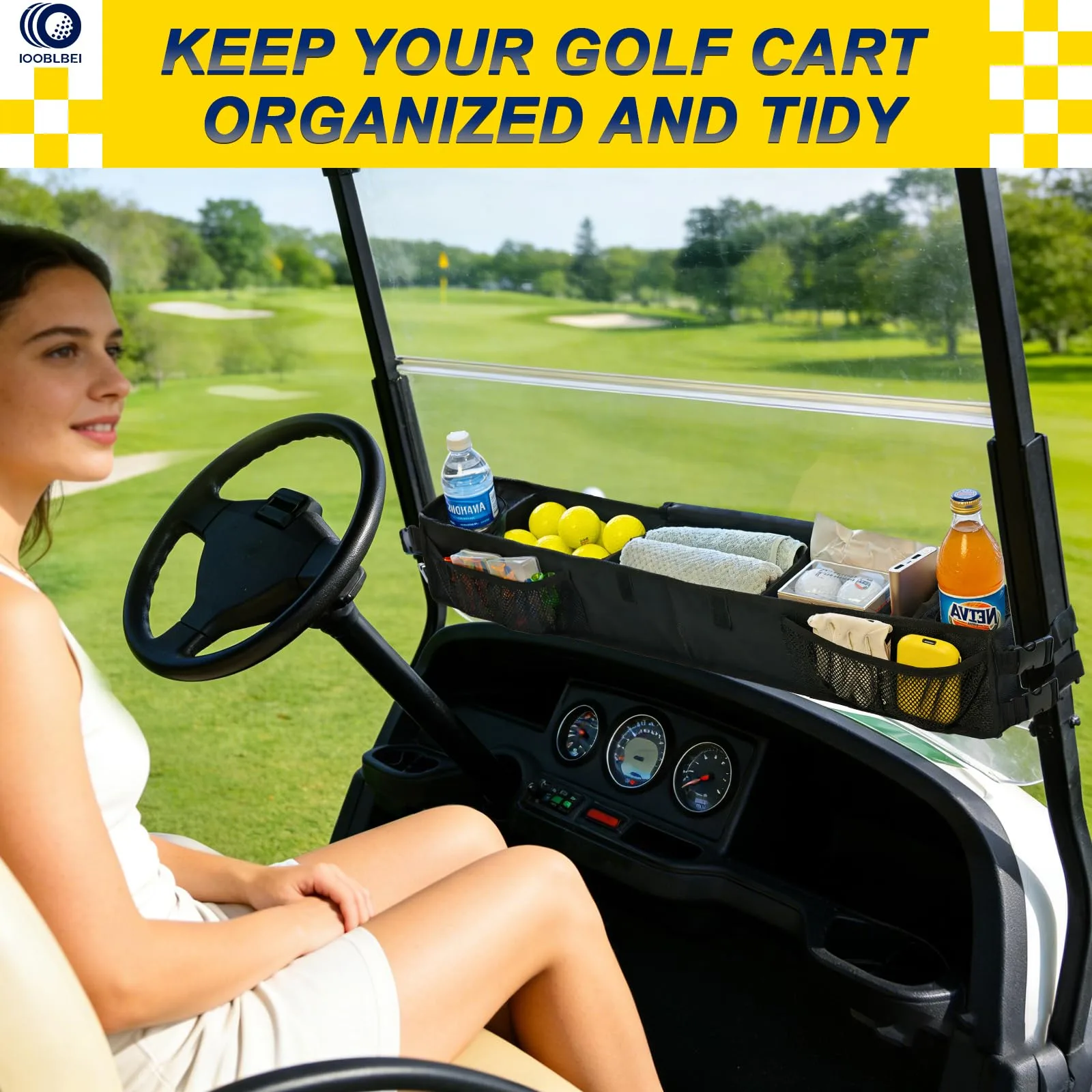 IOOBLBEI Golf Cart Front Storage Basket Organizer image 2