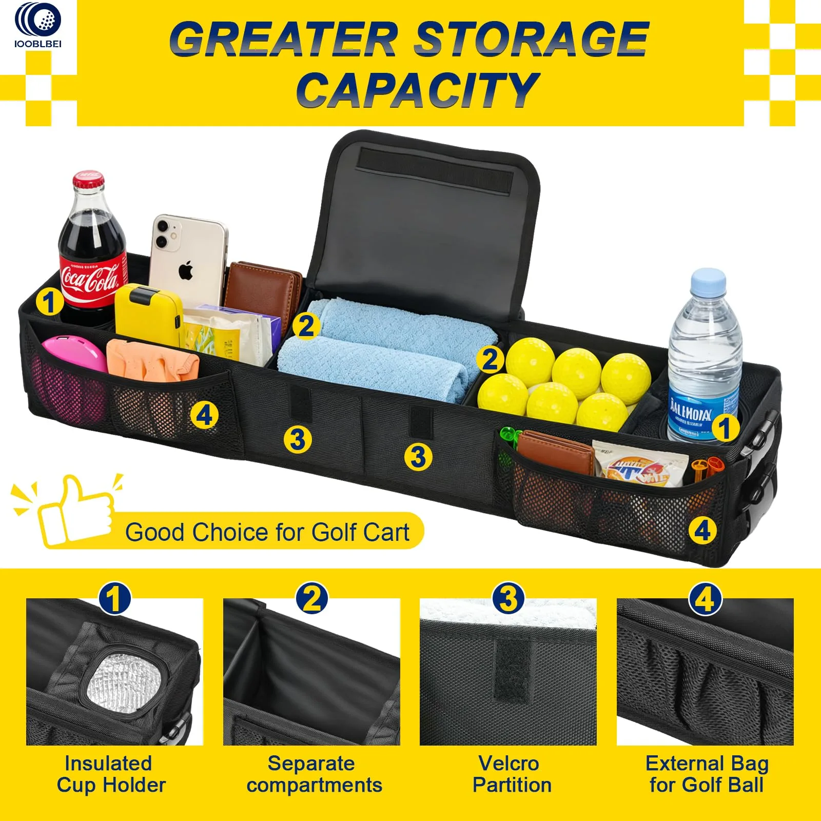 IOOBLBEI Golf Cart Front Storage Basket Organizer image 4