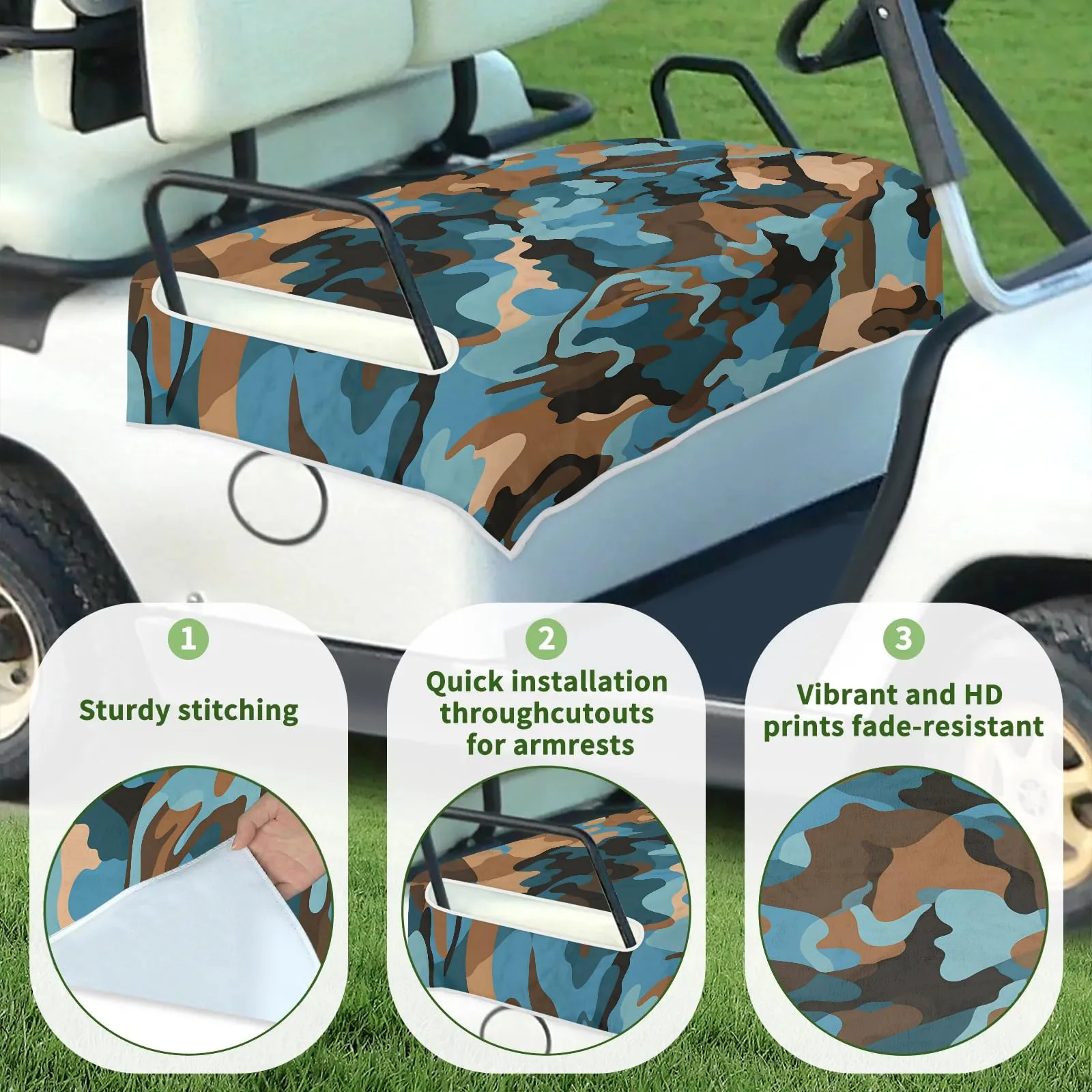 Tiveruda Golf Cart Seat Cover for Double Seats, 51 x 31 in image 3