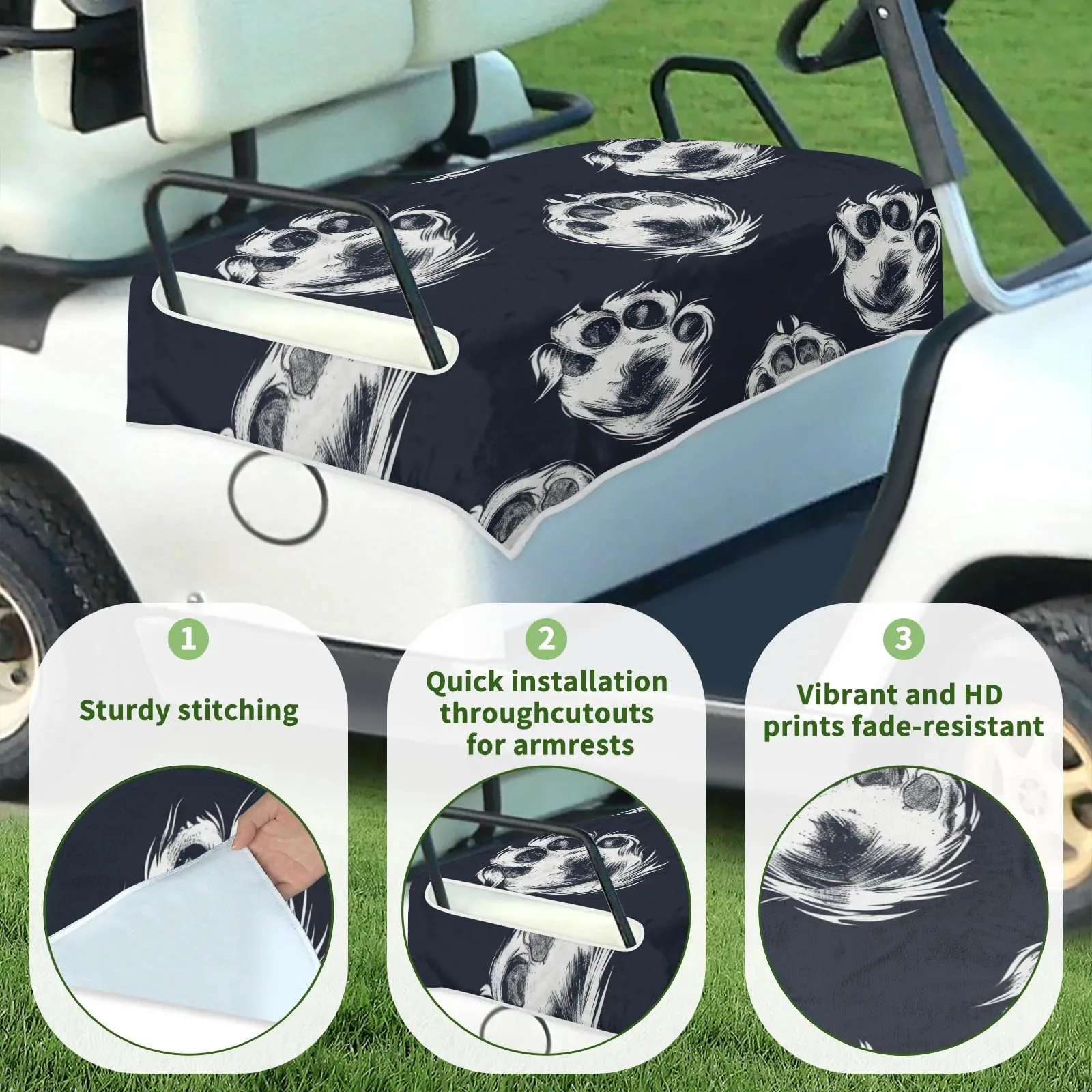 Tiveruda Golf Cart Seat Cover for Double Seats image 3