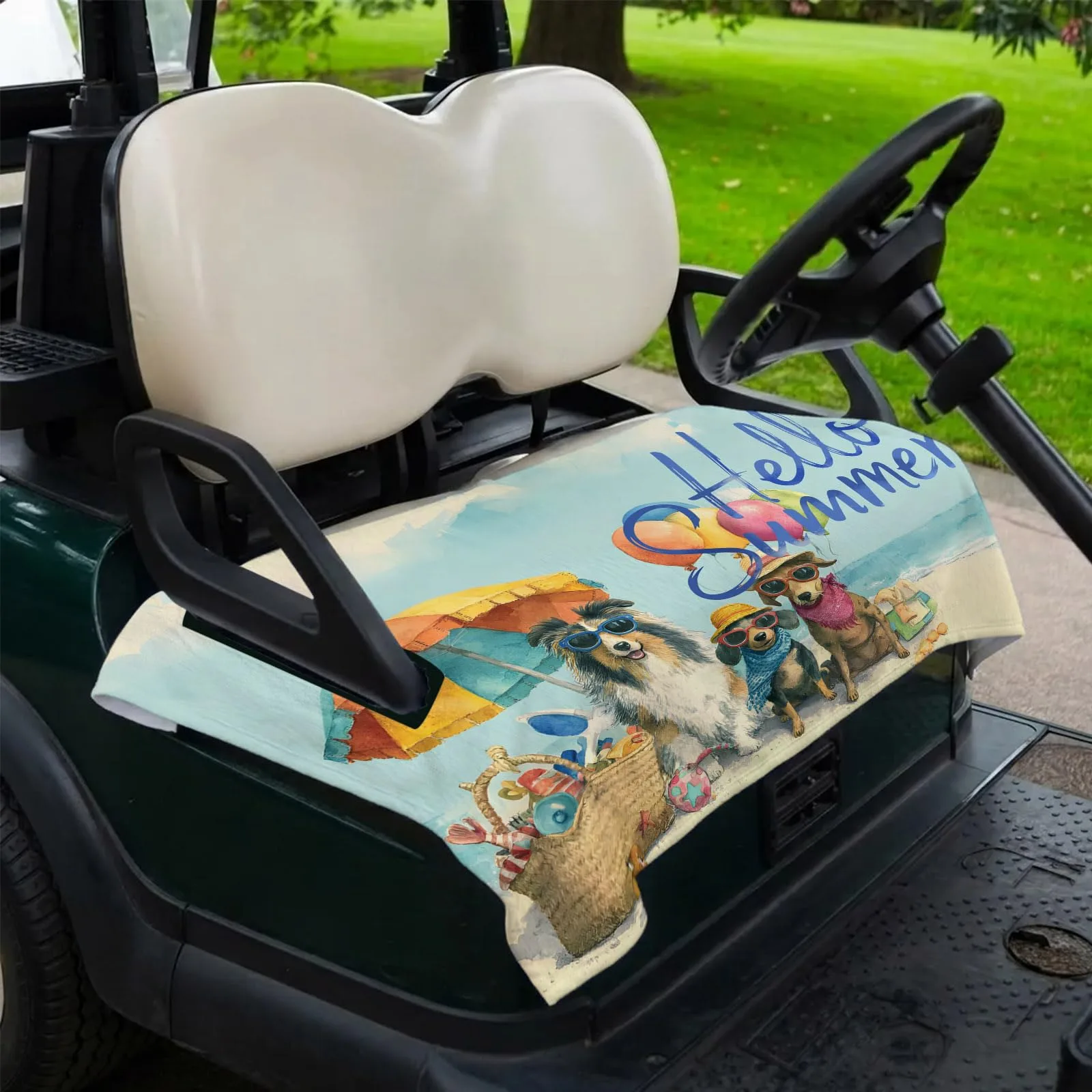 DecorLovee Coastal Dogs Golf Cart Seat Cover, 51 x 31 in image 2