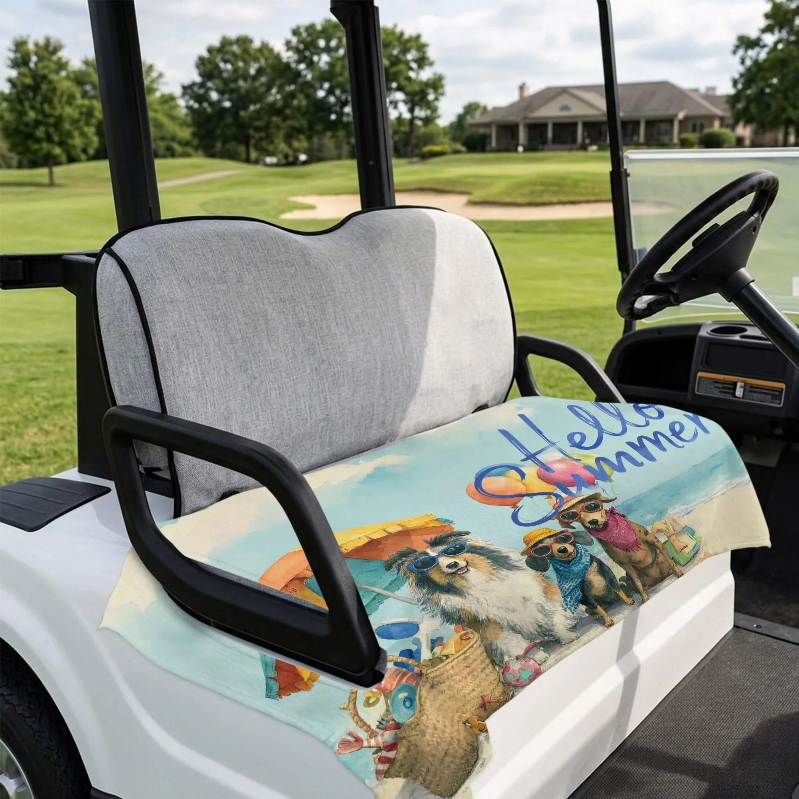 DecorLovee Coastal Dogs Golf Cart Seat Cover, 51 x 31 in image 4