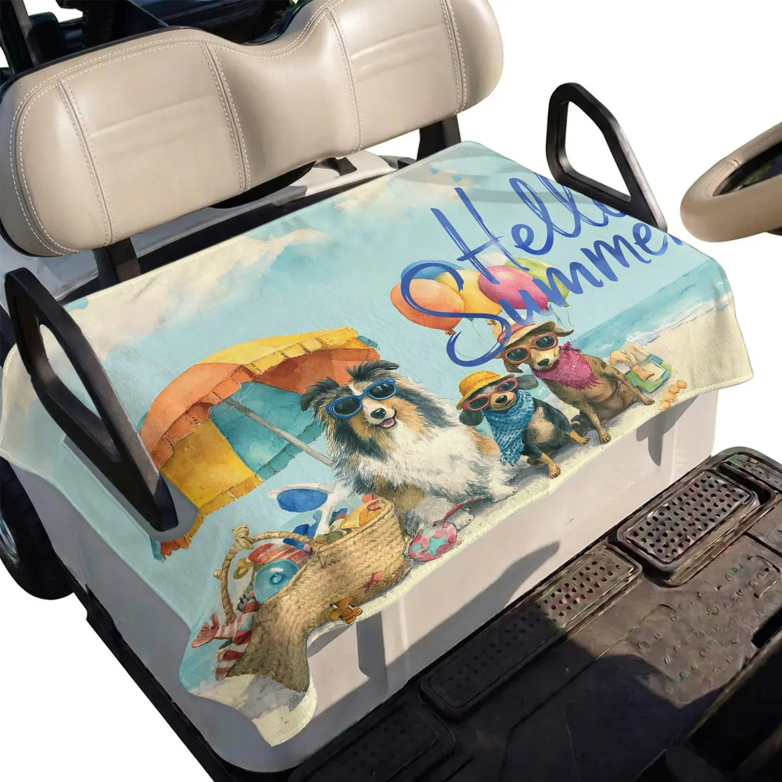 DecorLovee Coastal Dogs Golf Cart Seat Cover, 51 x 31 in