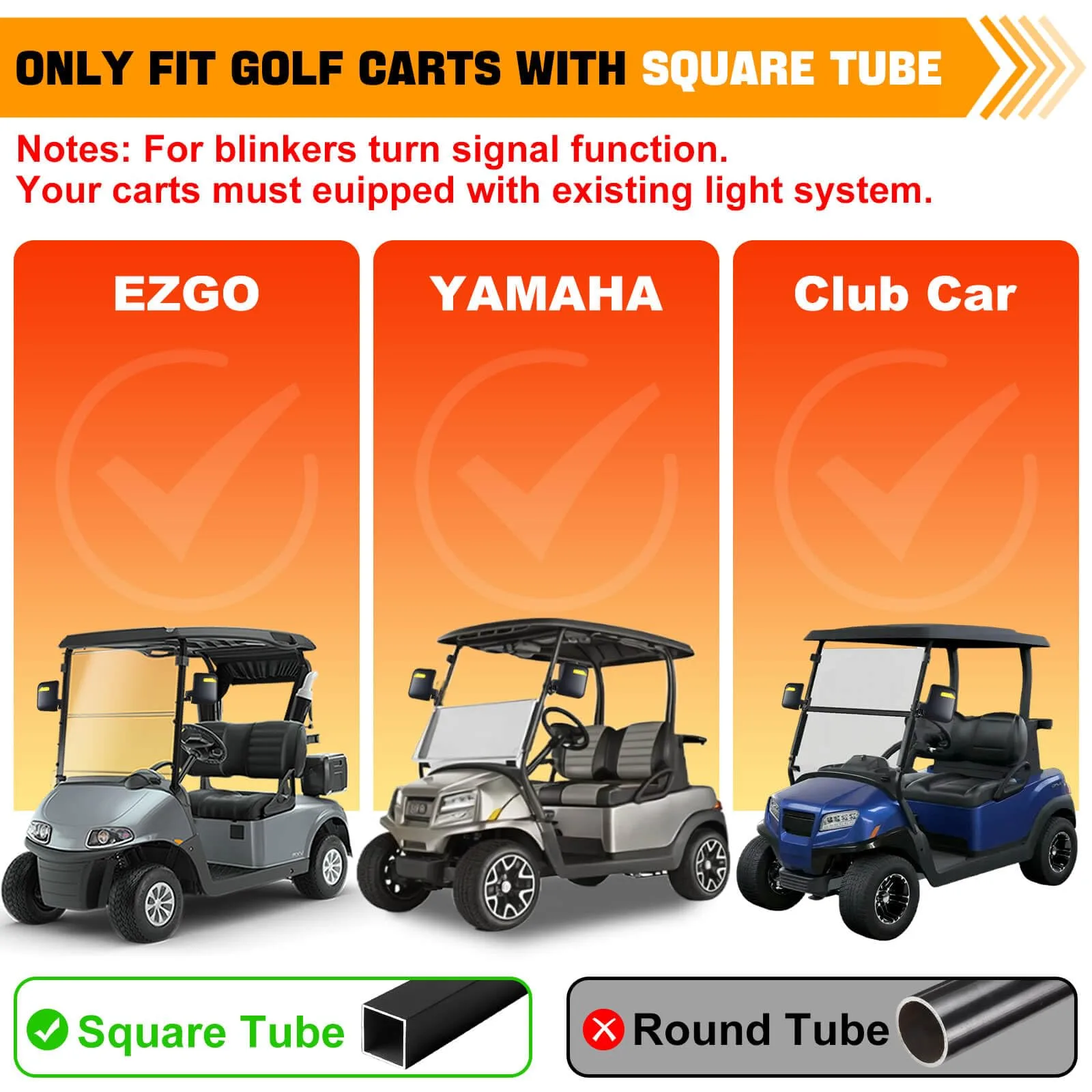 LEAPGOMAX Golf Cart Side Mirrors with LED Turn Signals image 2
