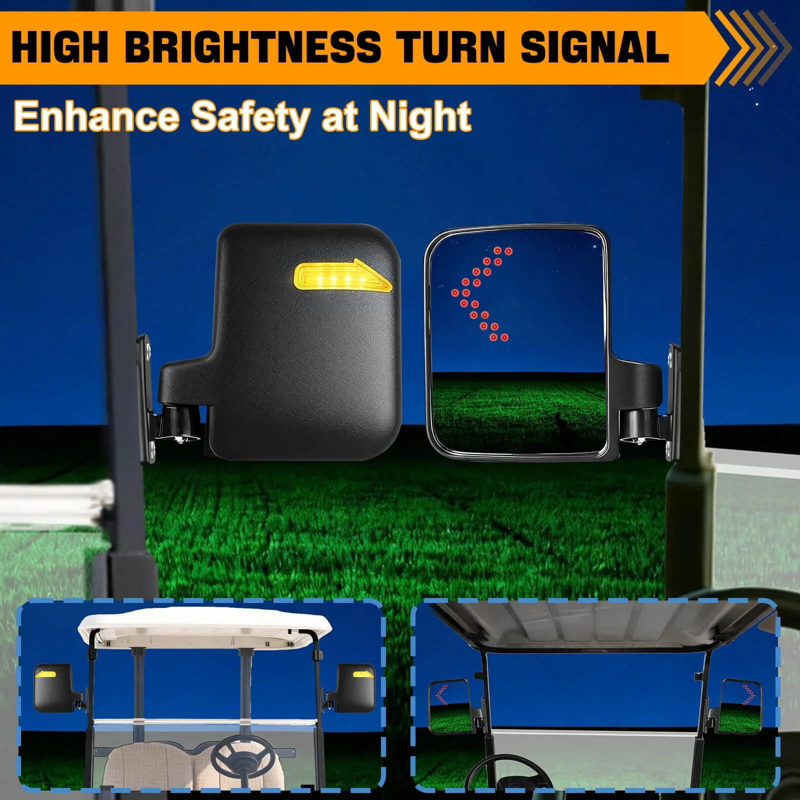 LEAPGOMAX Golf Cart Side Mirrors with LED Turn Signals image 3