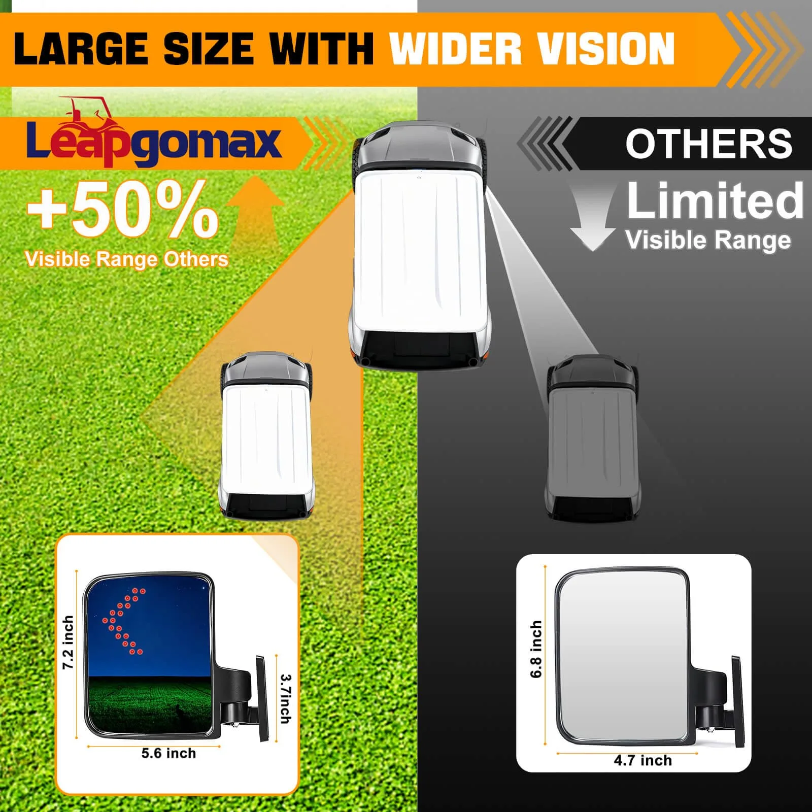 LEAPGOMAX Golf Cart Side Mirrors with LED Turn Signals image 4