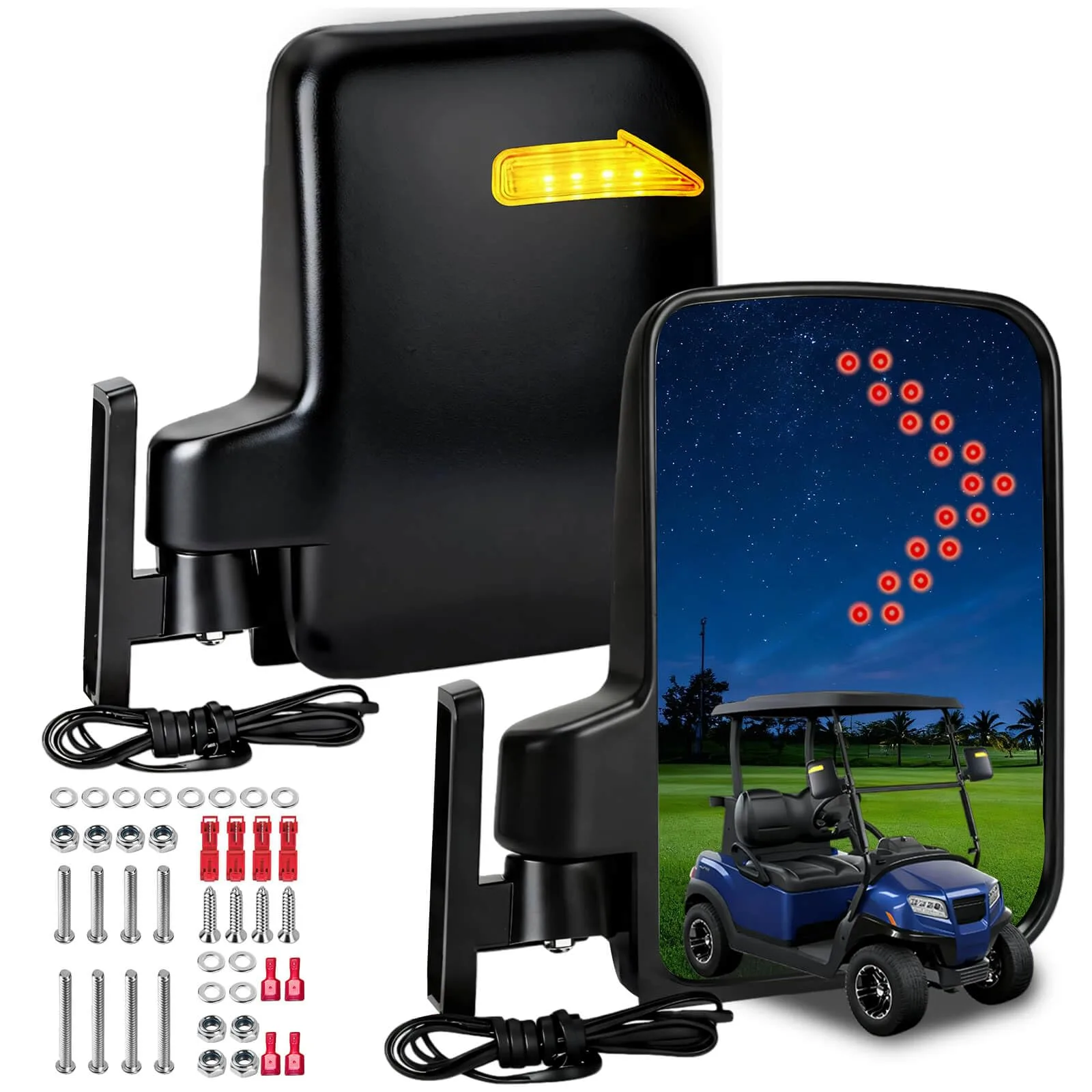 LEAPGOMAX Golf Cart Side Mirrors with LED Turn Signals