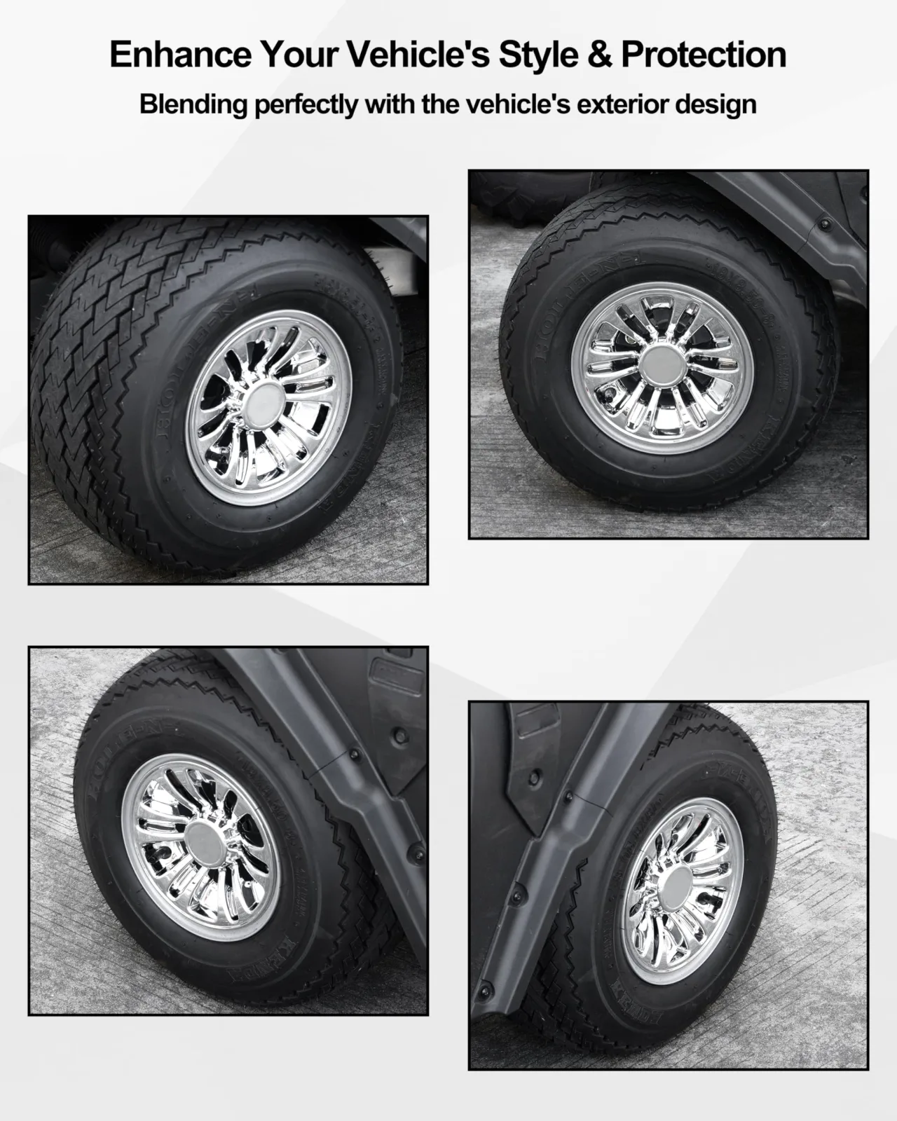SAUTVS 8-Inch Chrome Golf Cart Wheel Hub Caps image 2